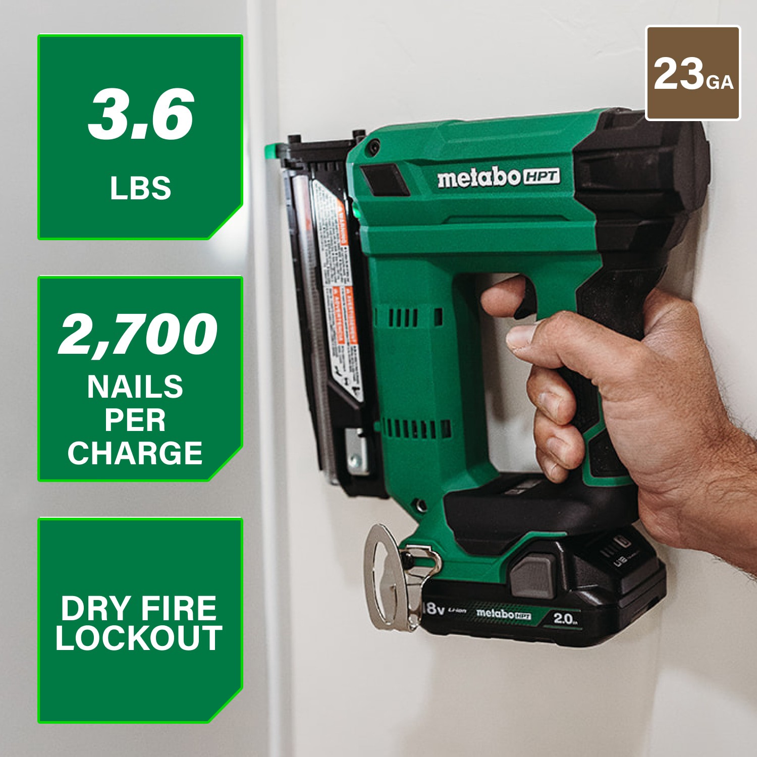 slide 2 of 6, Metabo HPT MultiVolt 1-3/8-in 23 -Gauge Cordless Pin Nailer ( Battery Included and Charger Included ), 1 ct