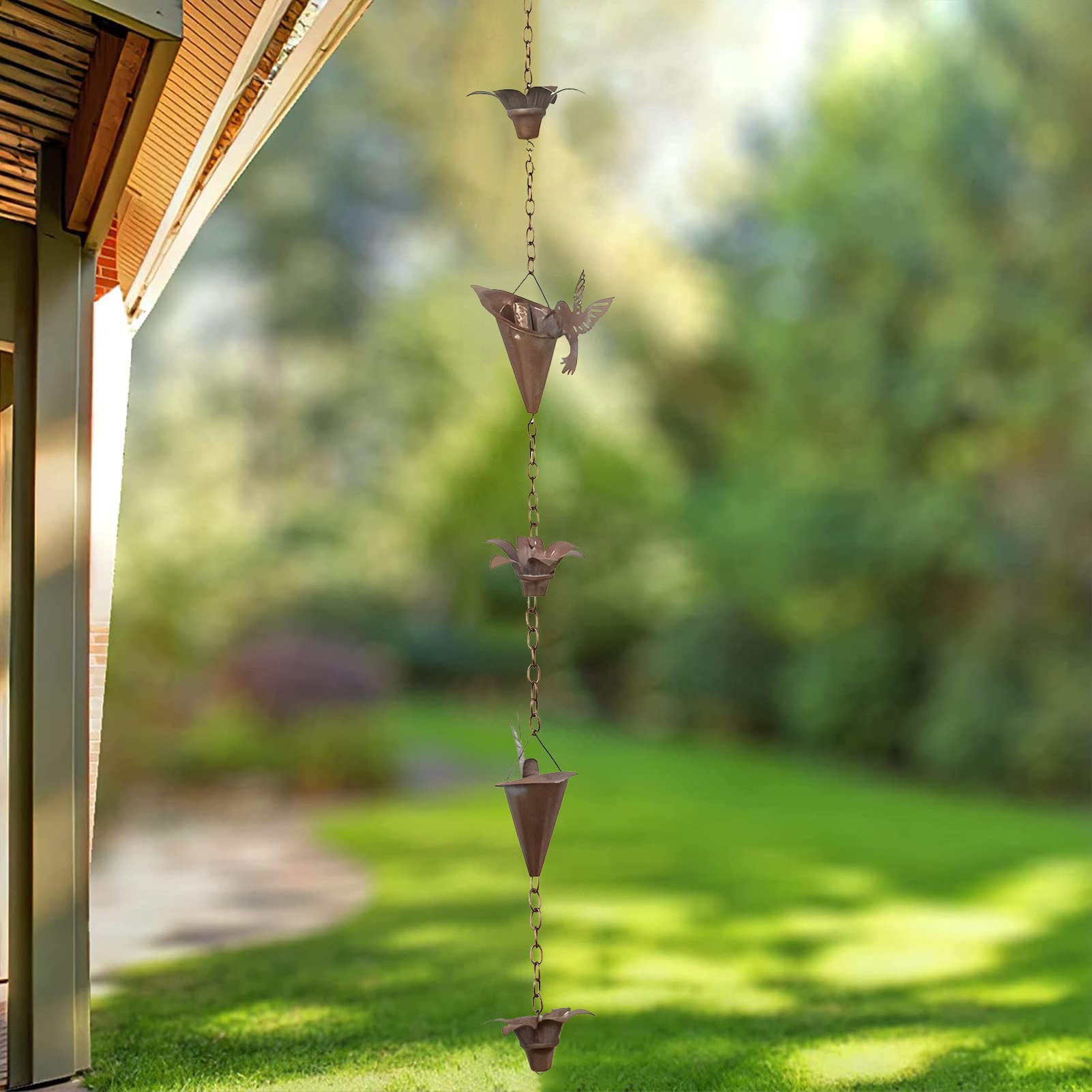 slide 5 of 6, Style Selections 5.7-ft Bronze Single link Rain Chains, 1 ct