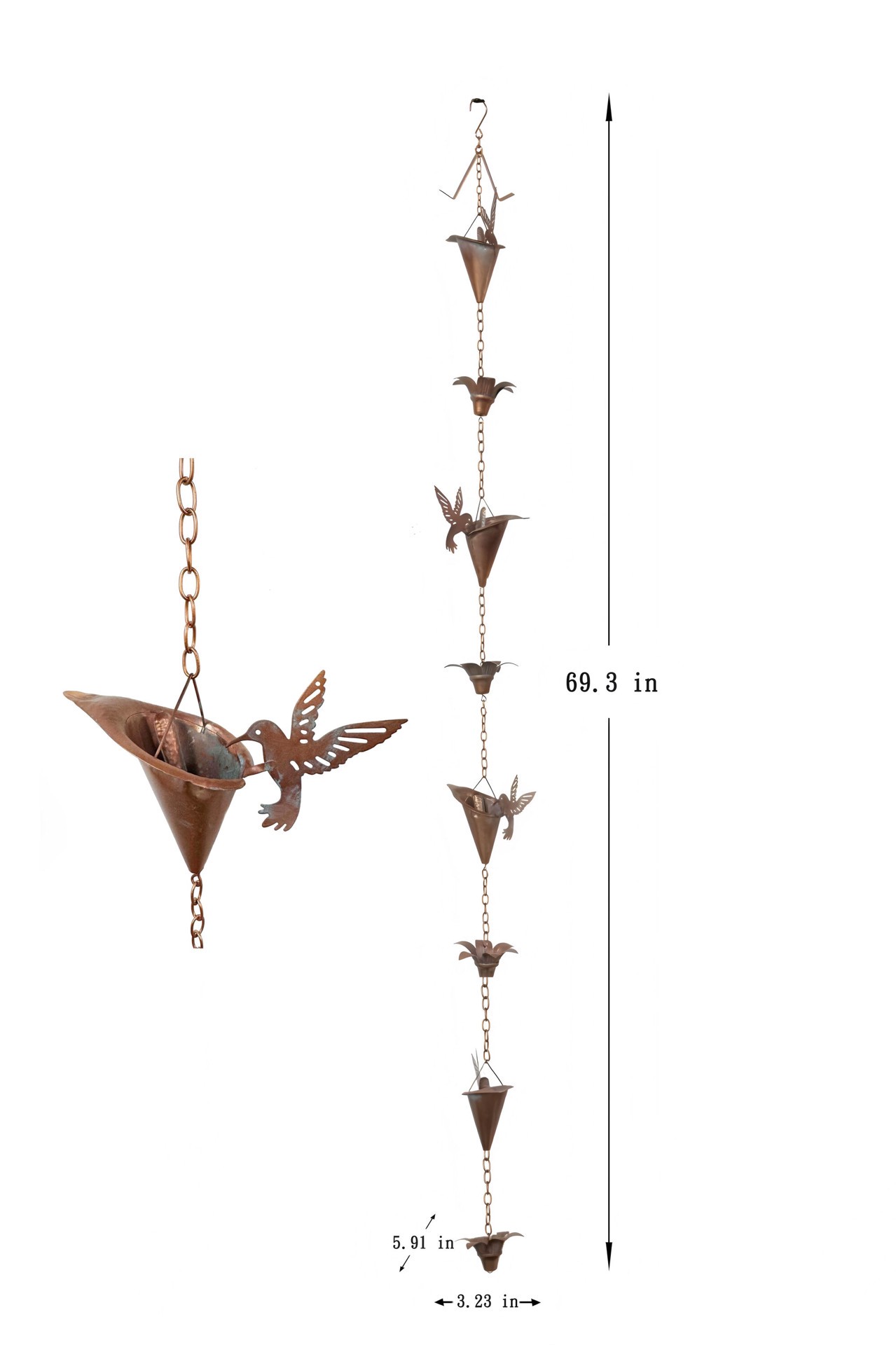 slide 1 of 6, Style Selections 5.7-ft Bronze Single link Rain Chains, 1 ct