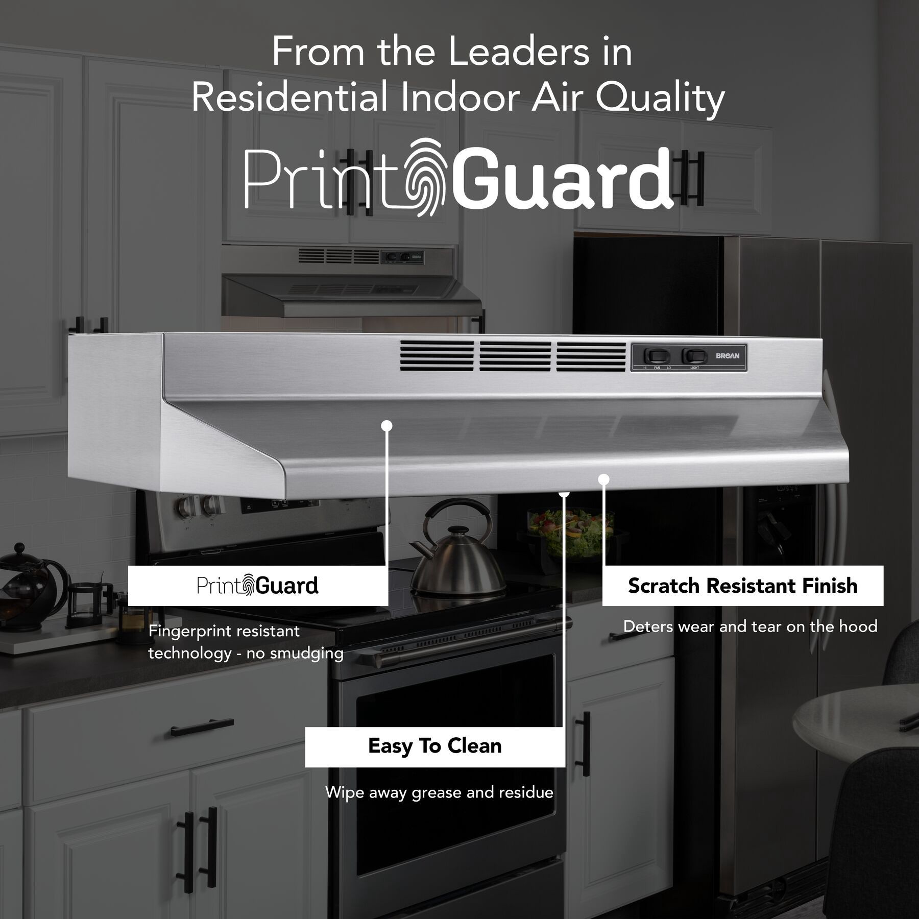 slide 3 of 6, Broan 30 inch Ductless 50-CFM Recirculating Fingerprint Resistant Stainless-Steel Finish Under Cabinet Range Hood with Charcoal Filter, 1 ct