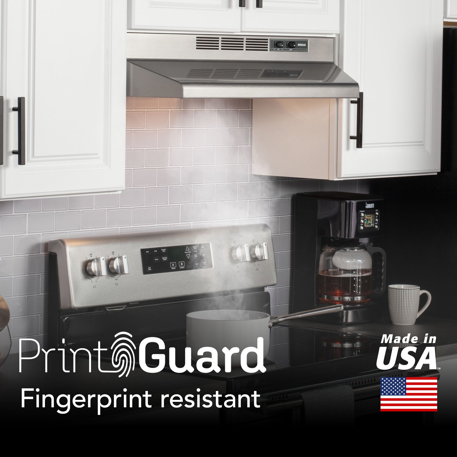 slide 5 of 6, Broan 30 inch Ductless 50-CFM Recirculating Fingerprint Resistant Stainless-Steel Finish Under Cabinet Range Hood with Charcoal Filter, 1 ct