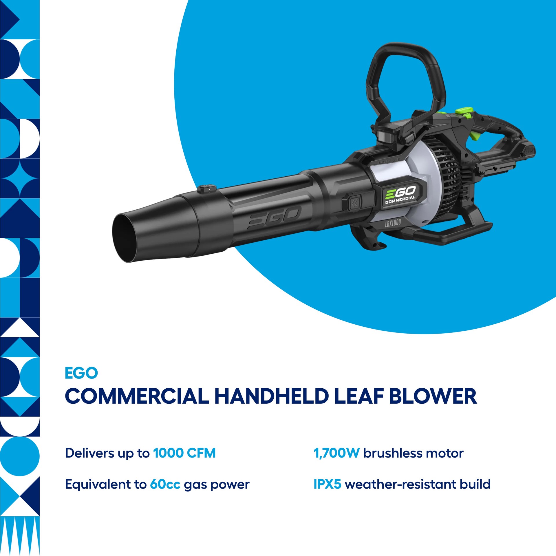 slide 2 of 6, EGO Commercial 56v 1000-CFM 185-MPH Cordless Battery Handheld Leaf Blower Battery and Charger Not Included, 1 ct