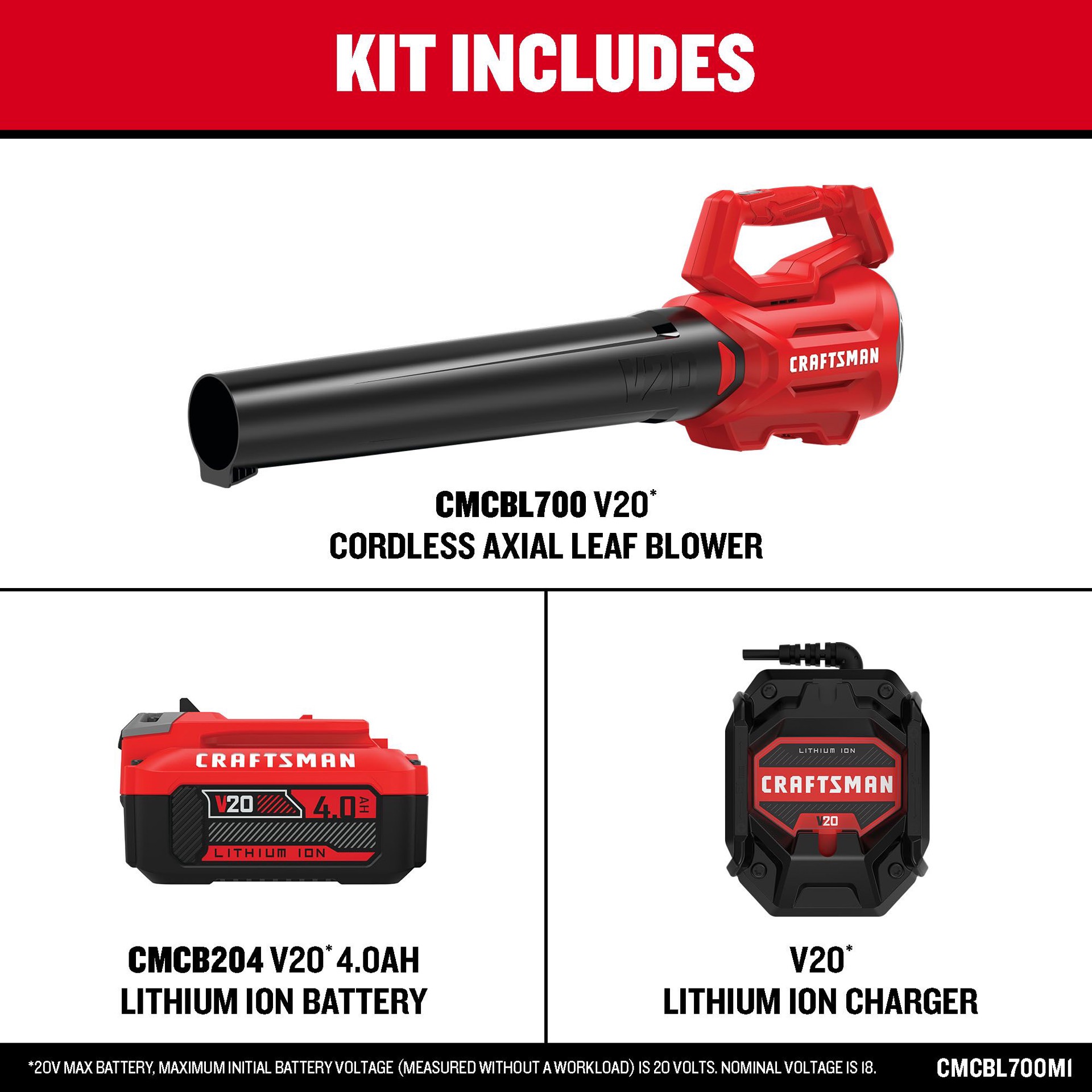 slide 3 of 6, CRAFTSMAN V20 20-volt 380-CFM 100-MPH Battery Handheld Leaf Blower 4 Ah, 1 ct