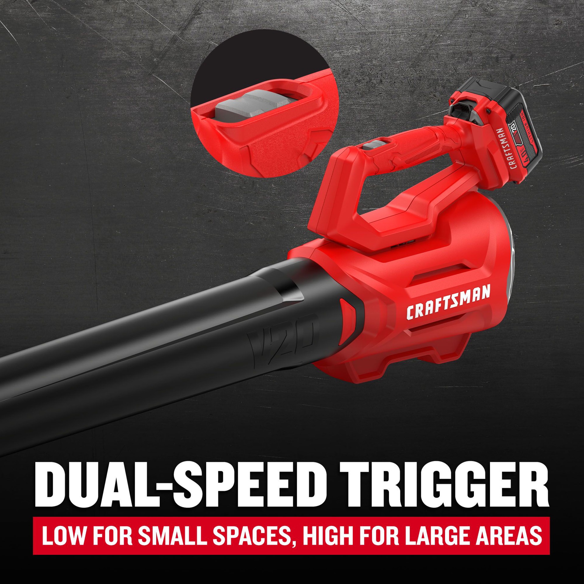slide 5 of 6, CRAFTSMAN V20 20-volt 380-CFM 100-MPH Battery Handheld Leaf Blower 4 Ah, 1 ct