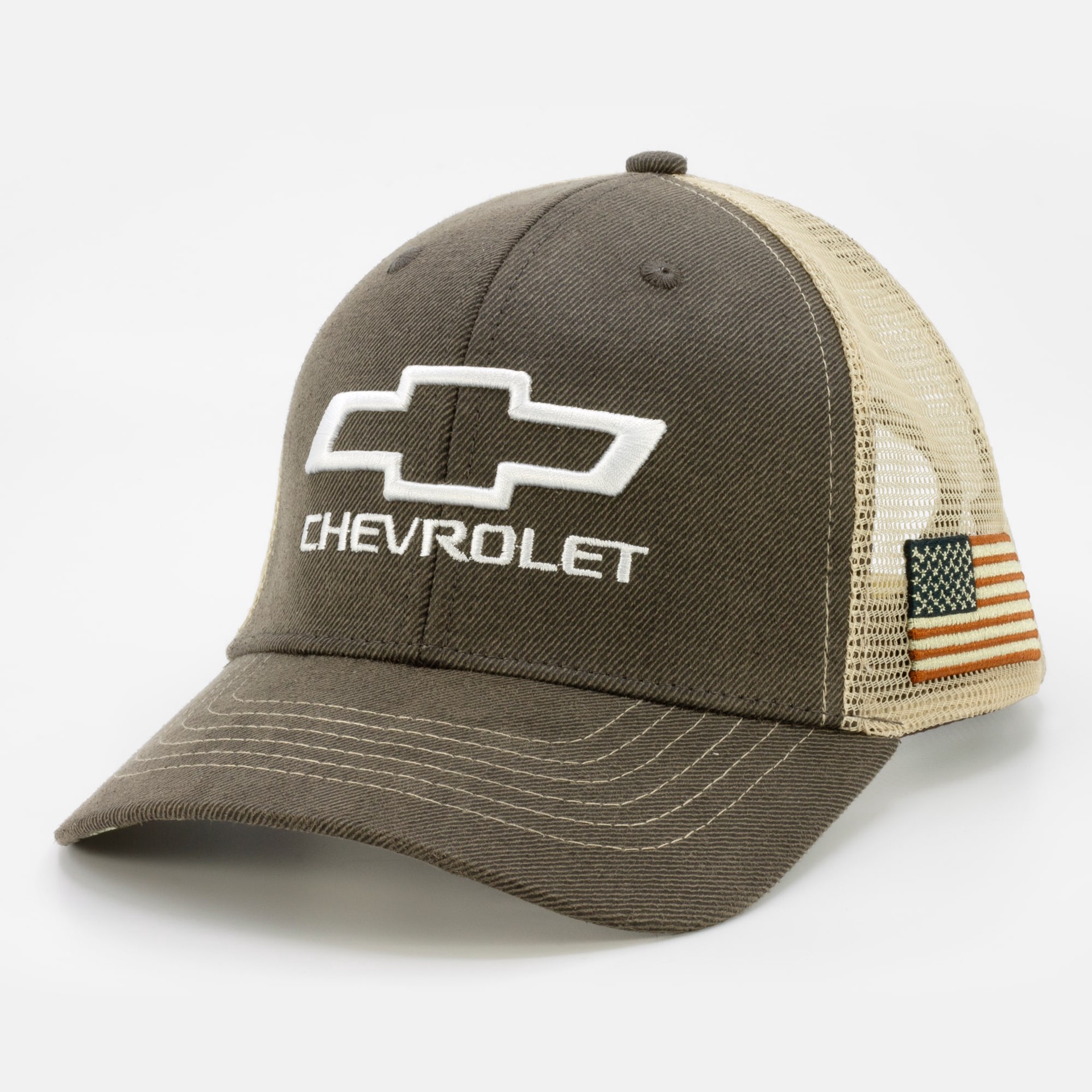slide 2 of 4, Chevrolet Men's Brown/Khaki Polyester Baseball cap, 1 ct