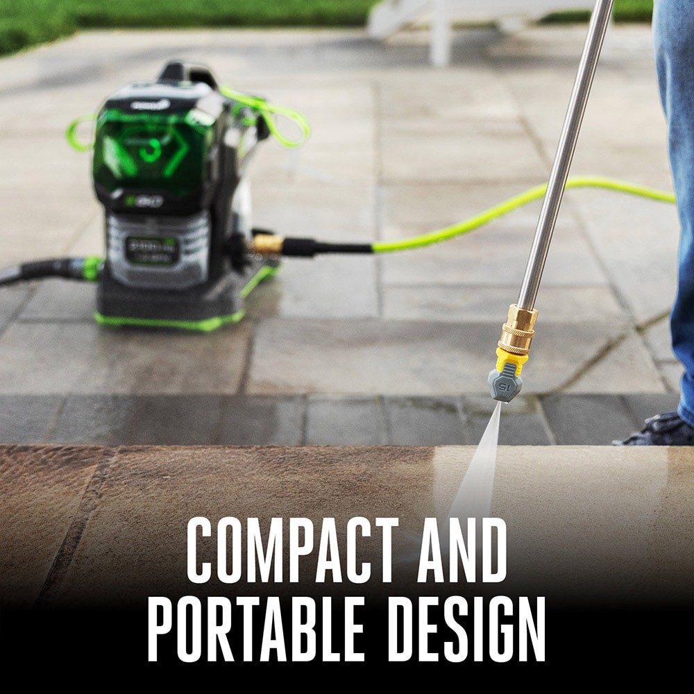 slide 5 of 6, EGO POWER+ Compact 2100-PSI 1.2-GPM Cold Water Battery Pressure washer with 4 Spray Tips, 1 ct