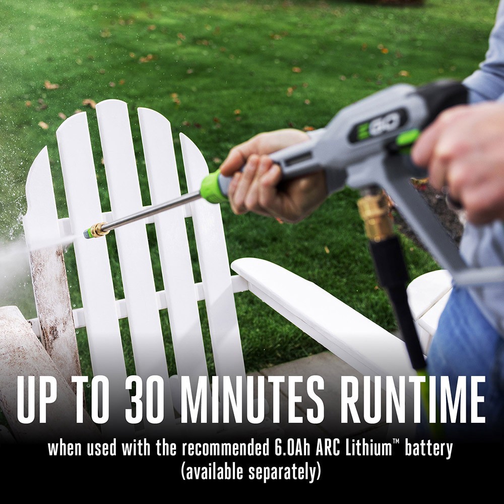 slide 6 of 6, EGO POWER+ Compact 2100-PSI 1.2-GPM Cold Water Battery Pressure washer with 4 Spray Tips, 1 ct