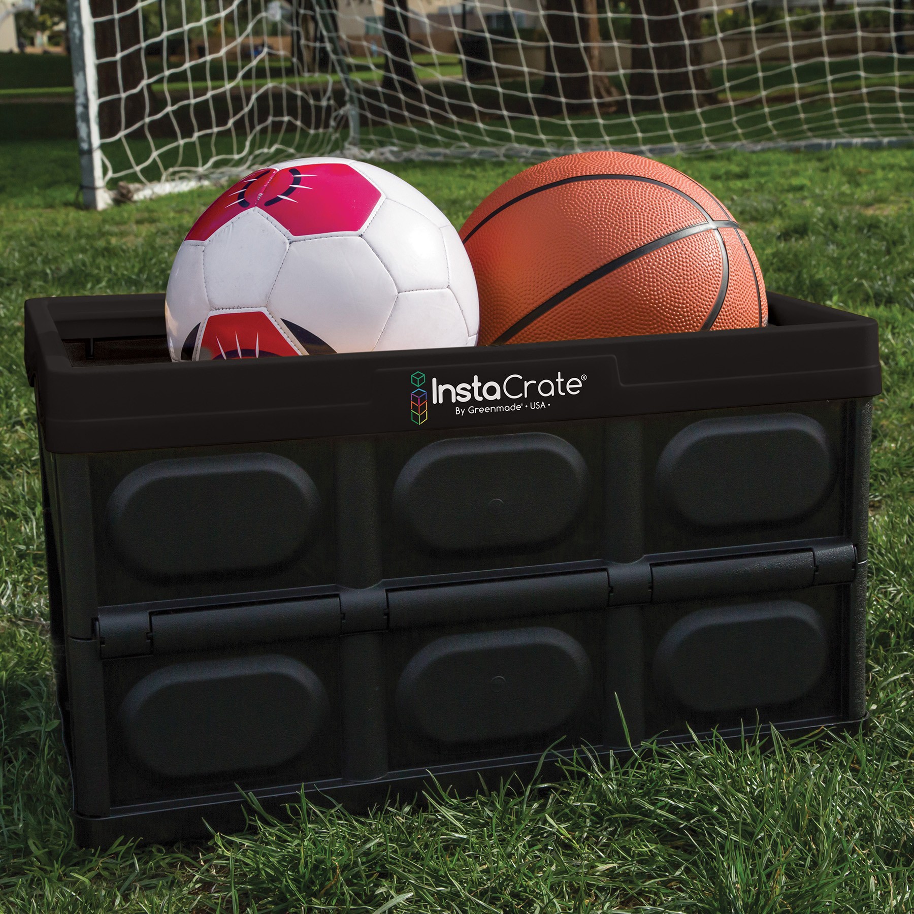 slide 2 of 6, ( 14.2-in W x 11.7-in H x 21-in D ) Black Polypropylene Collapsible Stackable Bin, 1 ct