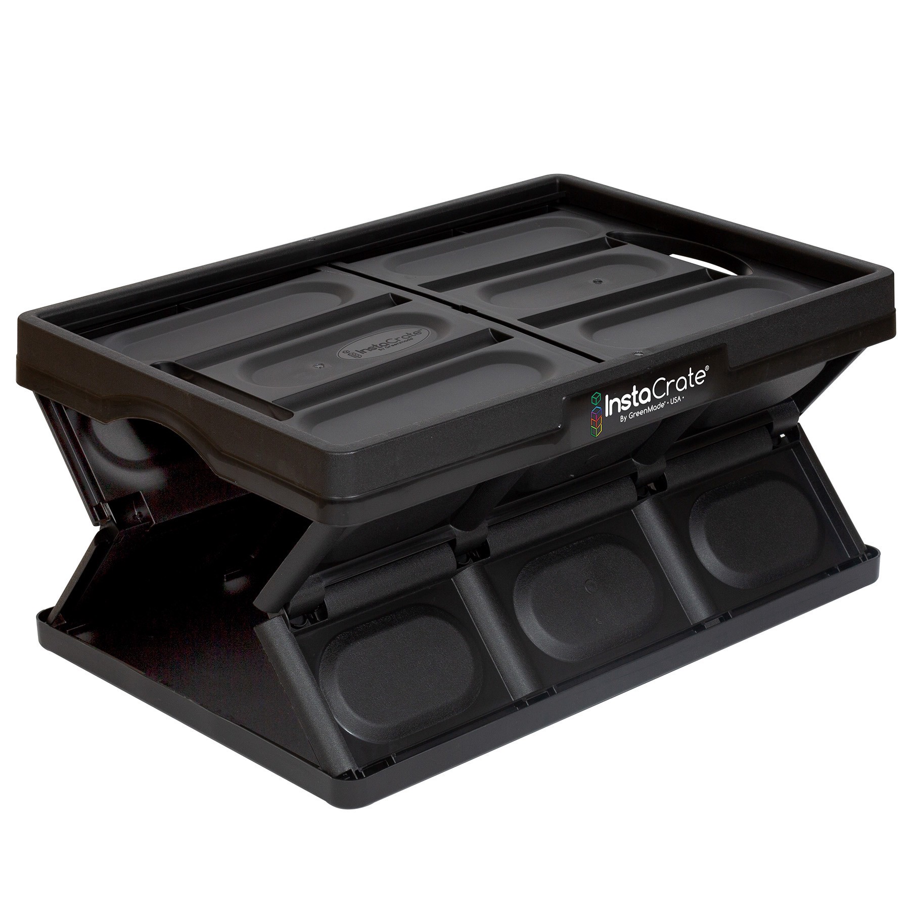 slide 5 of 6, ( 14.2-in W x 11.7-in H x 21-in D ) Black Polypropylene Collapsible Stackable Bin, 1 ct