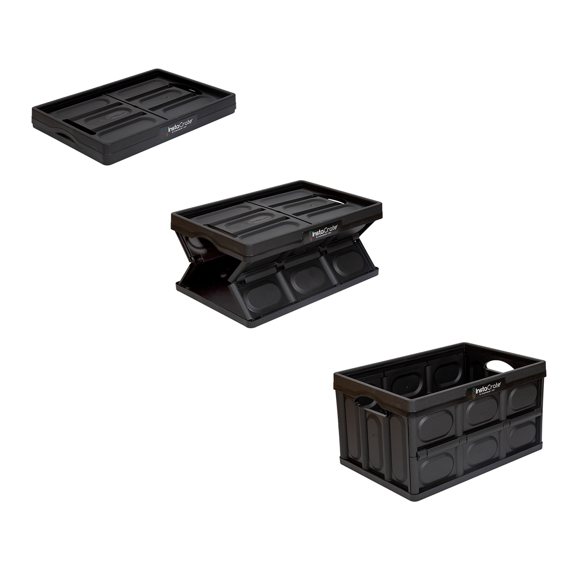 slide 6 of 6, ( 14.2-in W x 11.7-in H x 21-in D ) Black Polypropylene Collapsible Stackable Bin, 1 ct