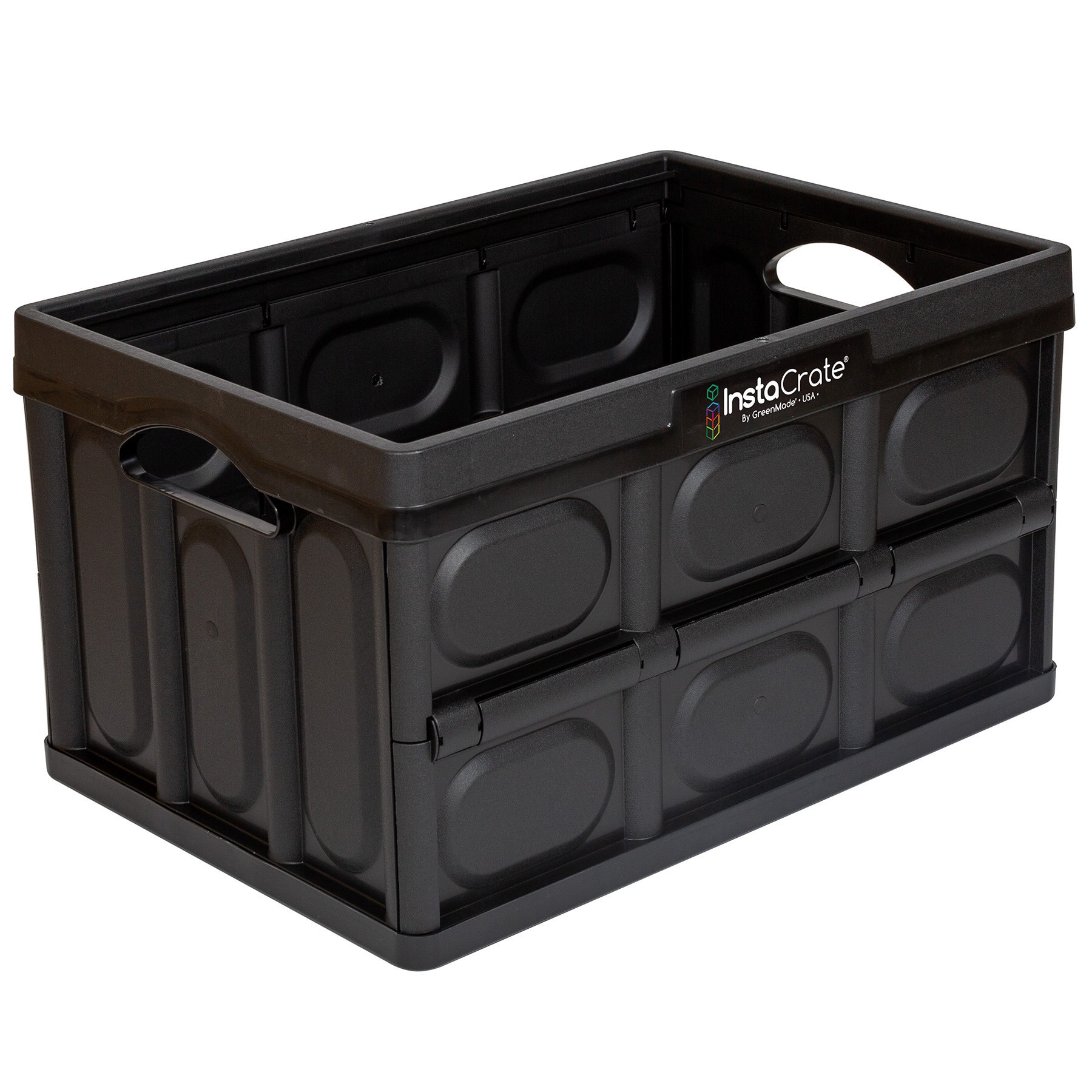 slide 1 of 6, ( 14.2-in W x 11.7-in H x 21-in D ) Black Polypropylene Collapsible Stackable Bin, 1 ct