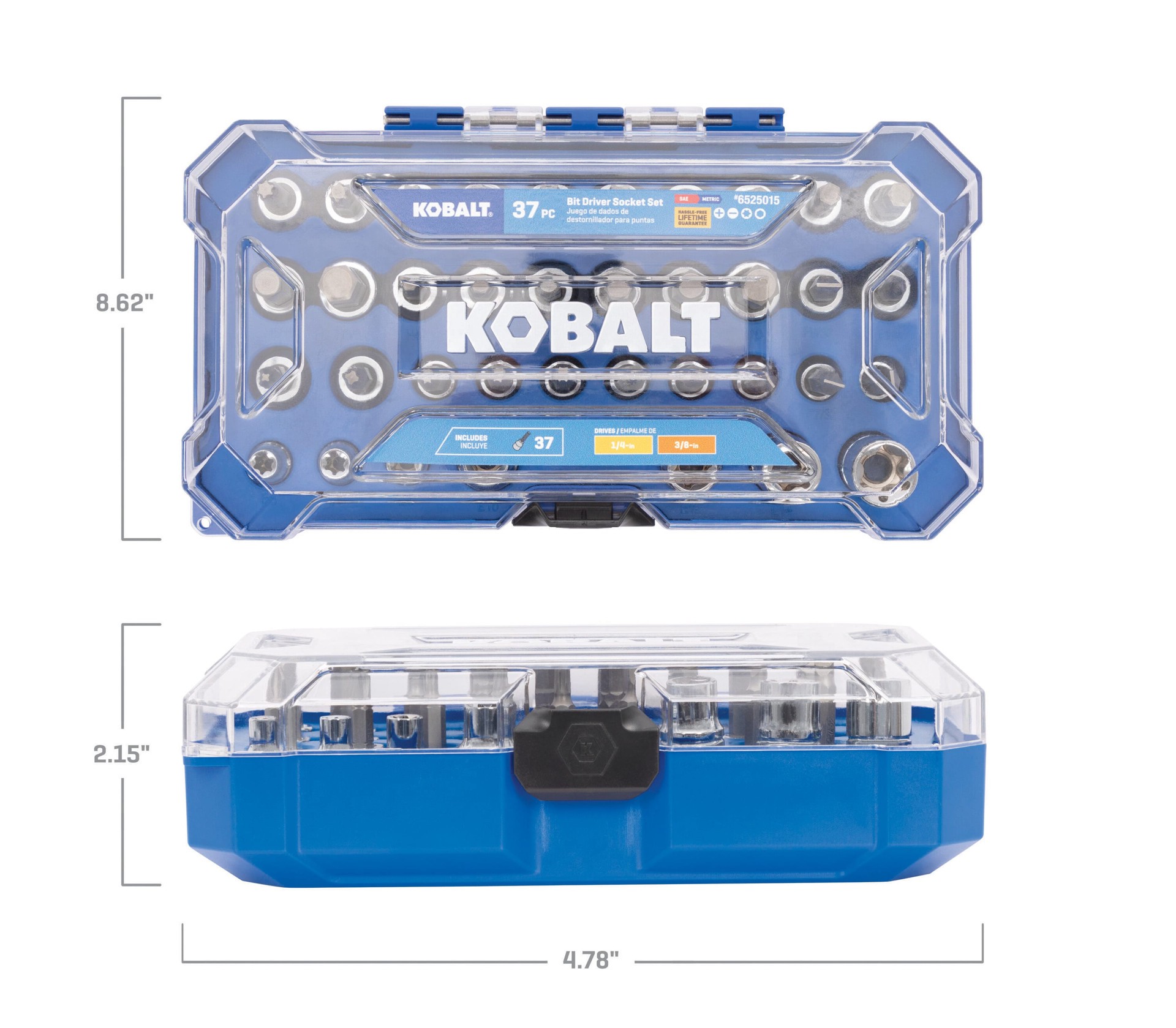 slide 6 of 6, Kobalt 37 -Piece 1/4-in 3/8-in Drive Set Flathead/Hex/Phillips/Torx Bit Driver Socket Set, 1 ct