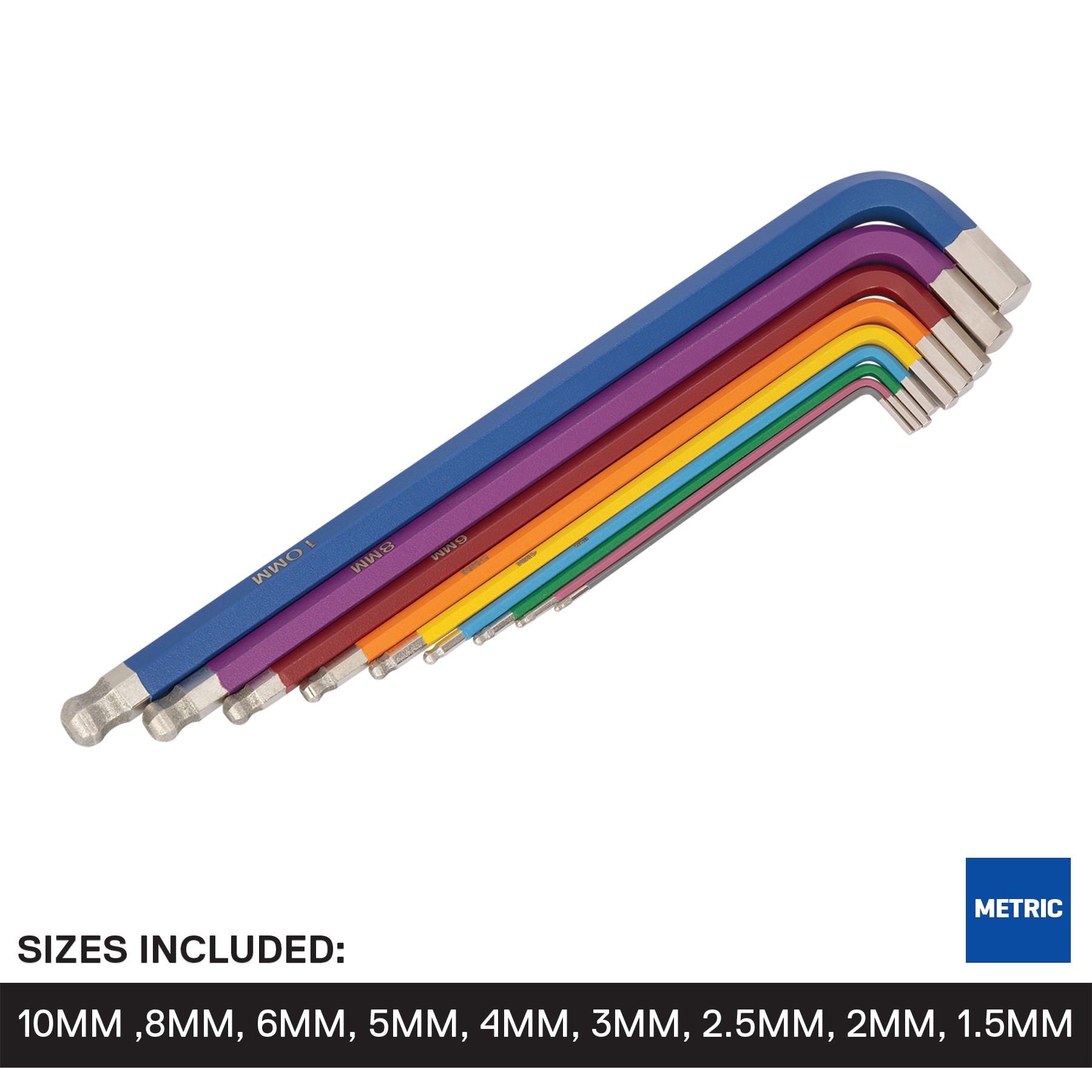 slide 2 of 6, Kobalt Diamond Tip Assorted Metric 9 -Pieces Hex key set, 1 ct