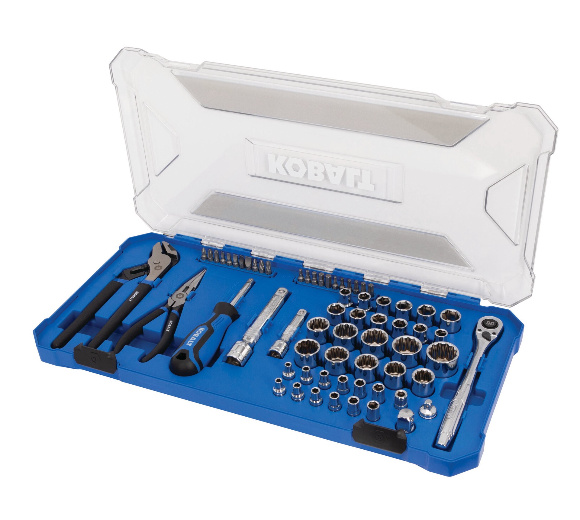 slide 2 of 6, Kobalt 65 -Piece Standard (SAE) and Metric Mechanics Tool Set with Hard Case, 1 ct