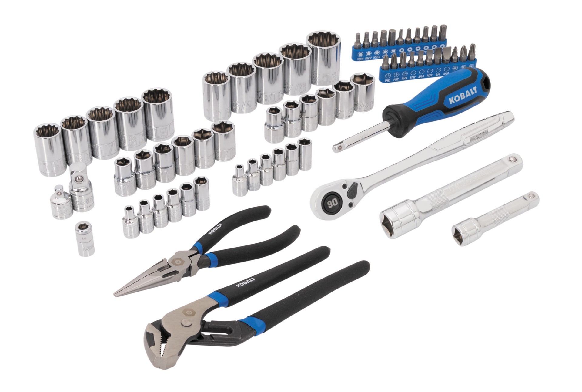 slide 3 of 6, Kobalt 65 -Piece Standard (SAE) and Metric Mechanics Tool Set with Hard Case, 1 ct