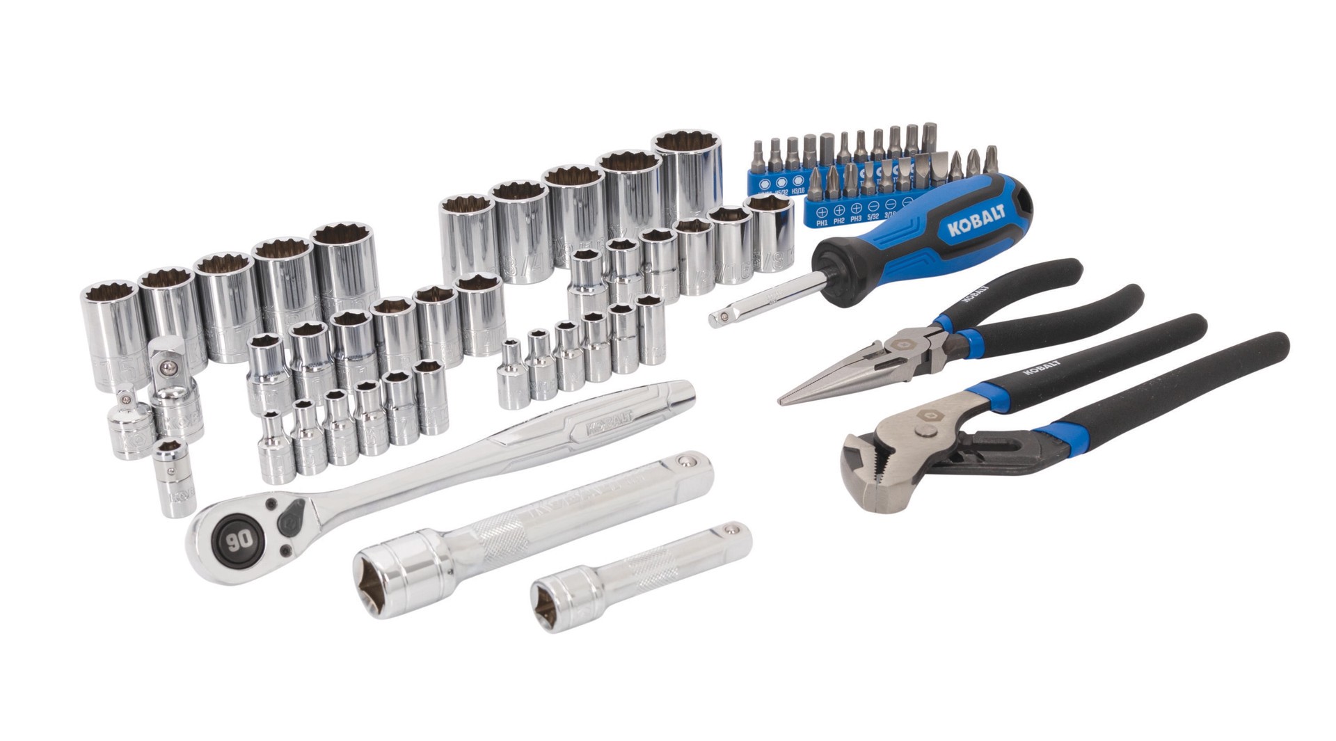 slide 4 of 6, Kobalt 65 -Piece Standard (SAE) and Metric Mechanics Tool Set with Hard Case, 1 ct