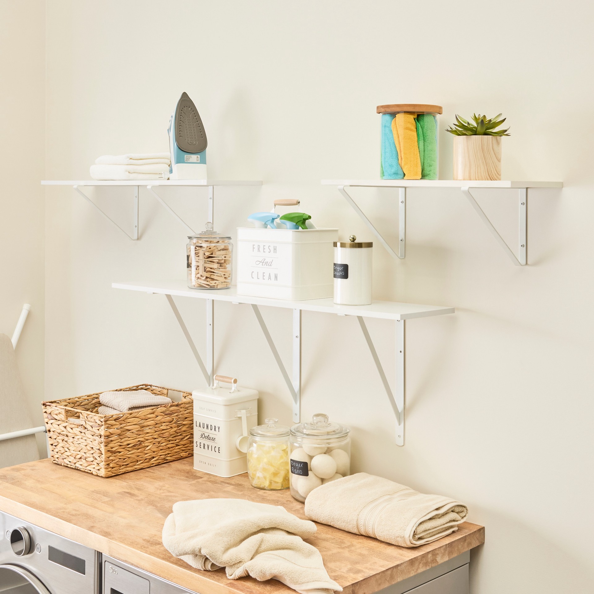 slide 3 of 6, Style Selections 9.8-in D x 35.8-in L White MDF Rectangular Shelf board, 1 ct