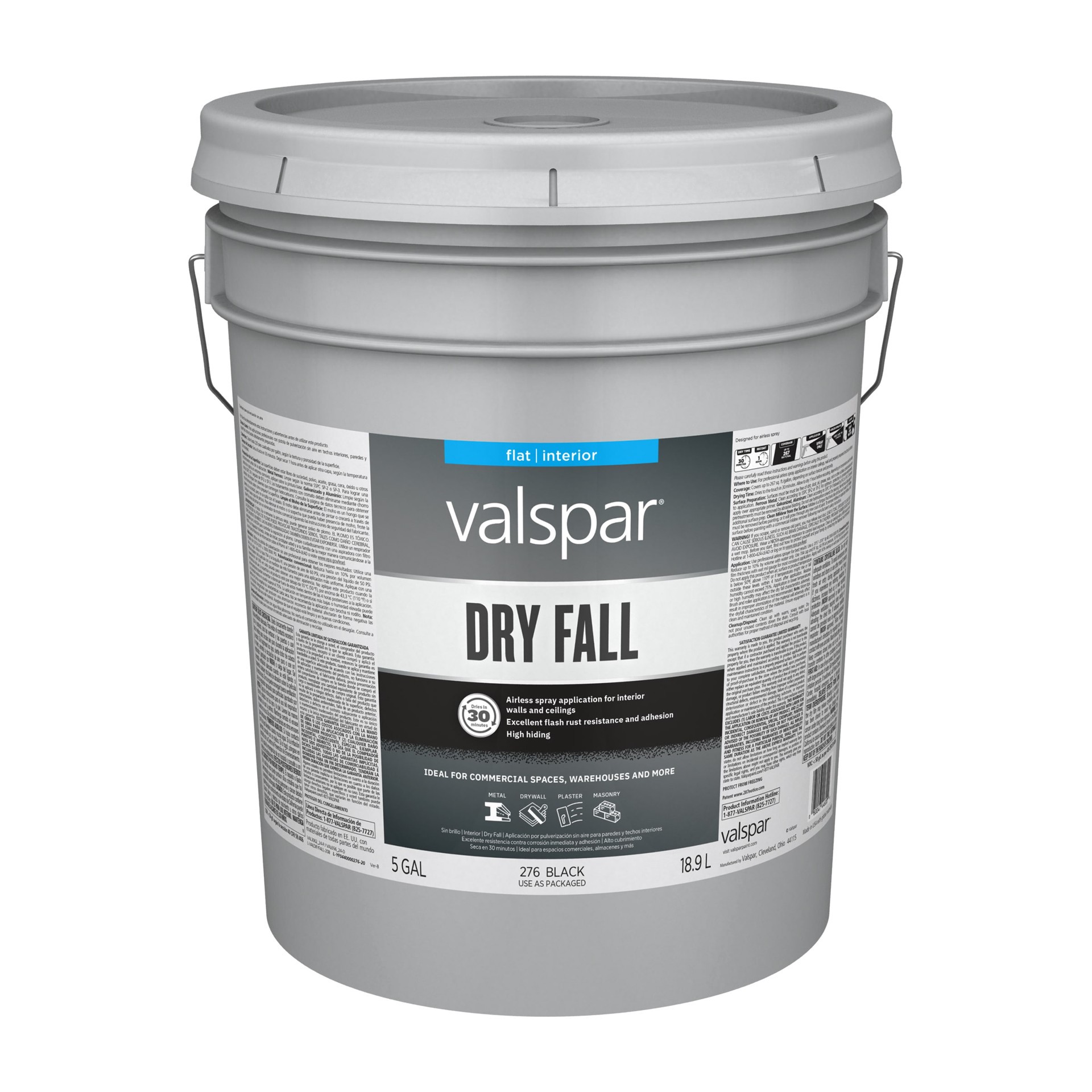 slide 1 of 5, Valspar Dryfall Professional Flat Black Interior Paint ( 5-gallon ), 1 ct