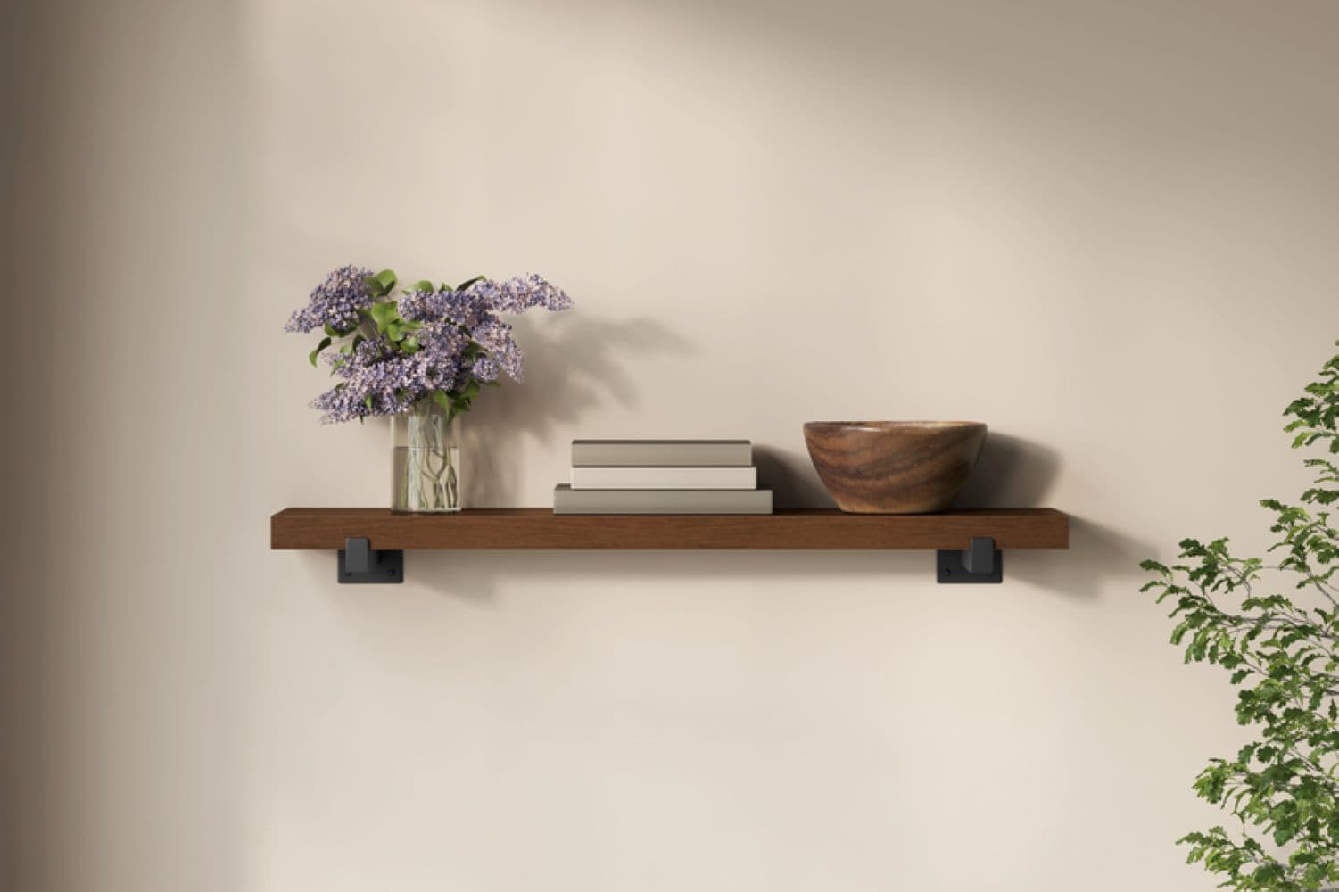 slide 1 of 6, allen + roth 9-in D x 36-in L Dark Oak MDF Rectangular Floating shelf, 1 ct