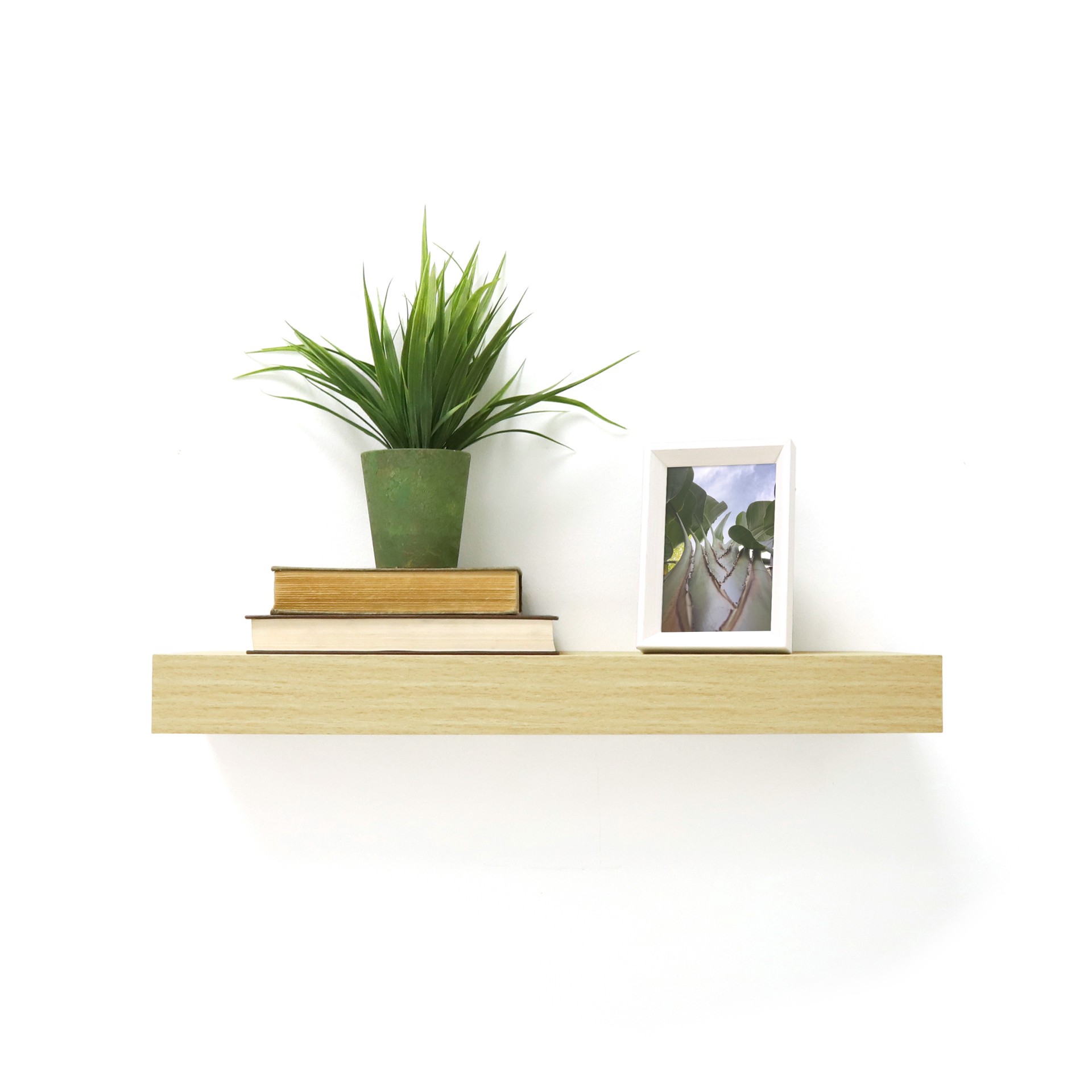 slide 1 of 6, allen + roth 7.8-in D x 36.4-in L Light Wood MDF Rectangular Floating shelf, 1 ct