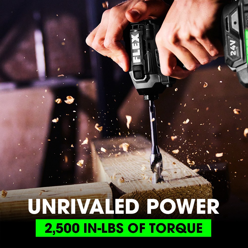 slide 3 of 6, FLEX STACKED LITHIUM 24-volt 1/4-in Brushless Cordless Impact Driver (Battery Included and Charger Included and Hard Case included), 1 ct