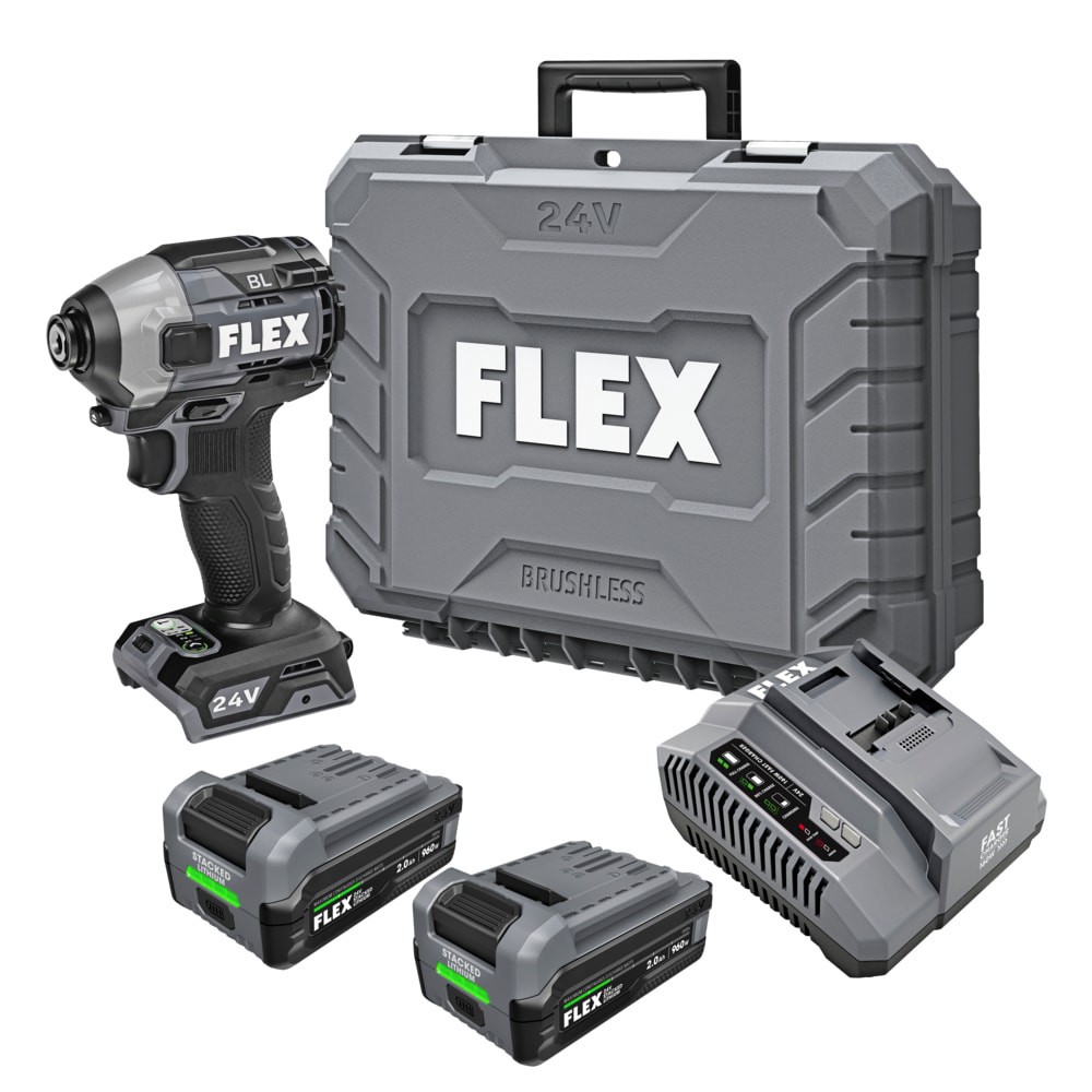 slide 1 of 6, FLEX STACKED LITHIUM 24-volt 1/4-in Brushless Cordless Impact Driver (Battery Included and Charger Included and Hard Case included), 1 ct