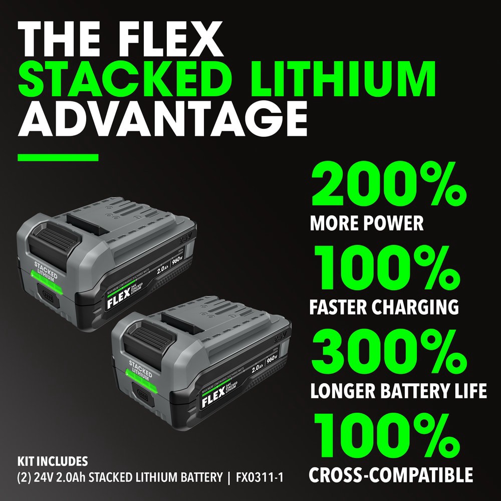 slide 2 of 6, FLEX STACKED LITHIUM 24-volt 1/2-in Keyless Brushless Cordless Drill ( 2 -Batteries Included, and Charger Included ), 1 ct