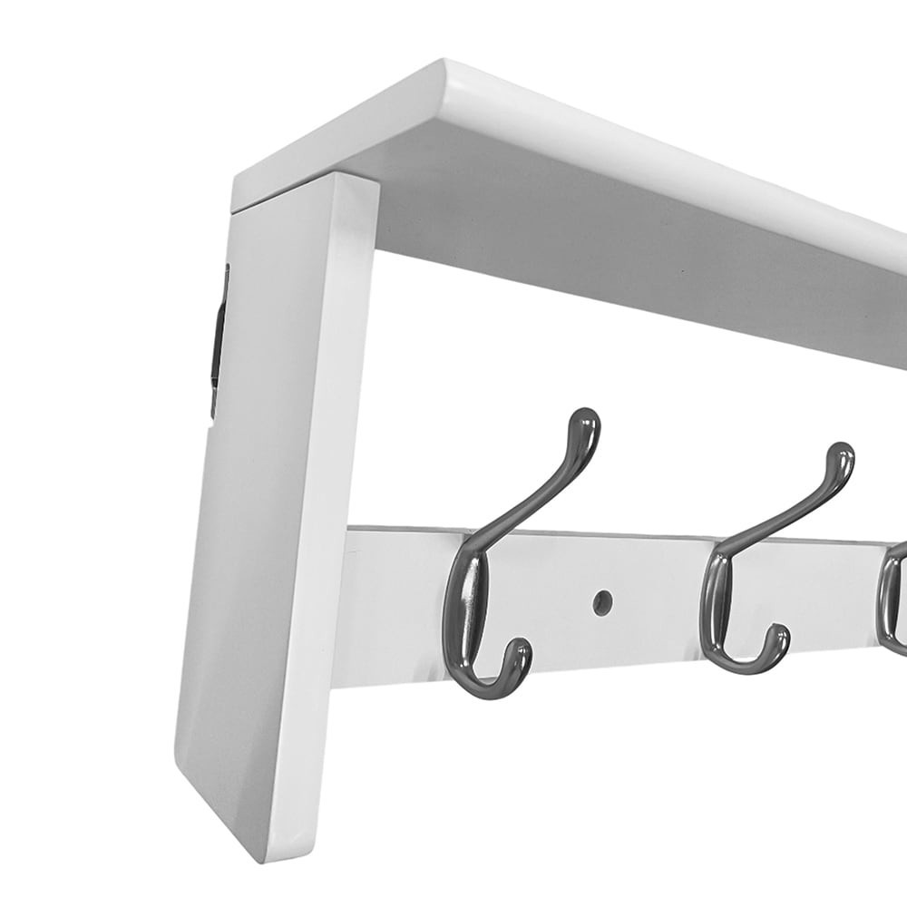 slide 4 of 5, allen + roth 5 -Hook 27-in x 7-in H White/Nickel Decorative Wall Hook ( 35-lb Capacity), 1 ct