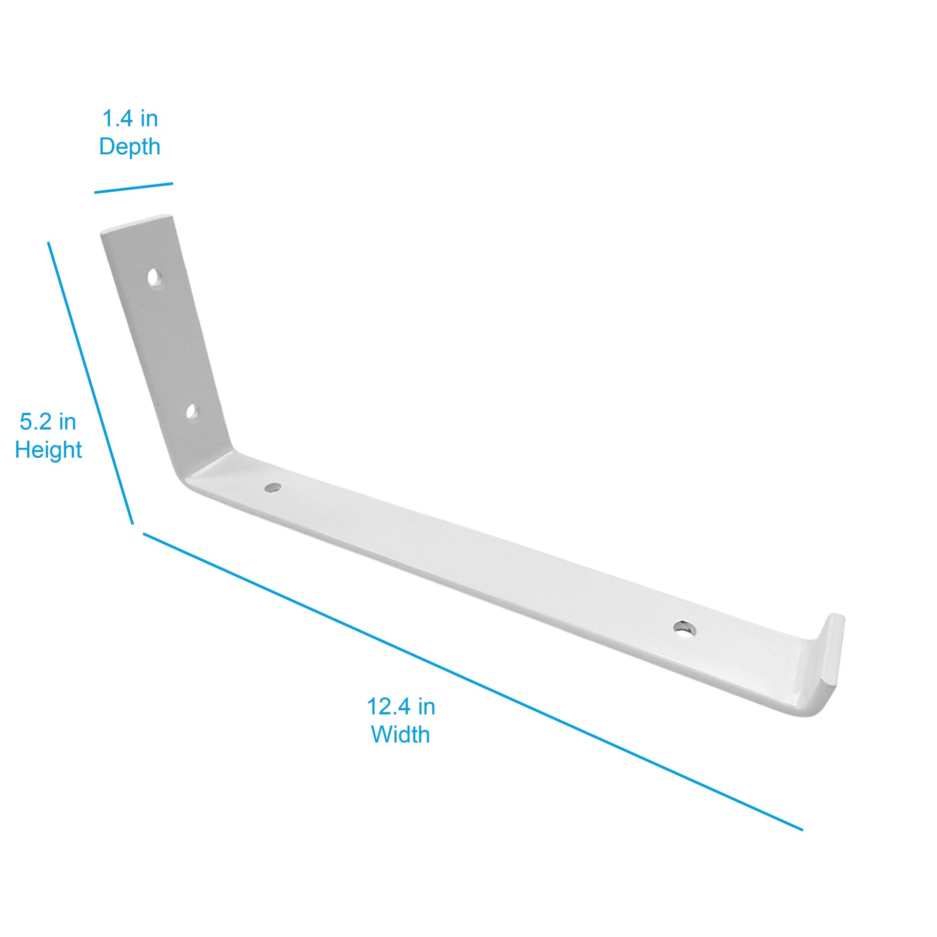slide 4 of 6, Style Selections 12.4-in L x 5.24-in W x 1.46-in D White Shelf bracket, 1 ct