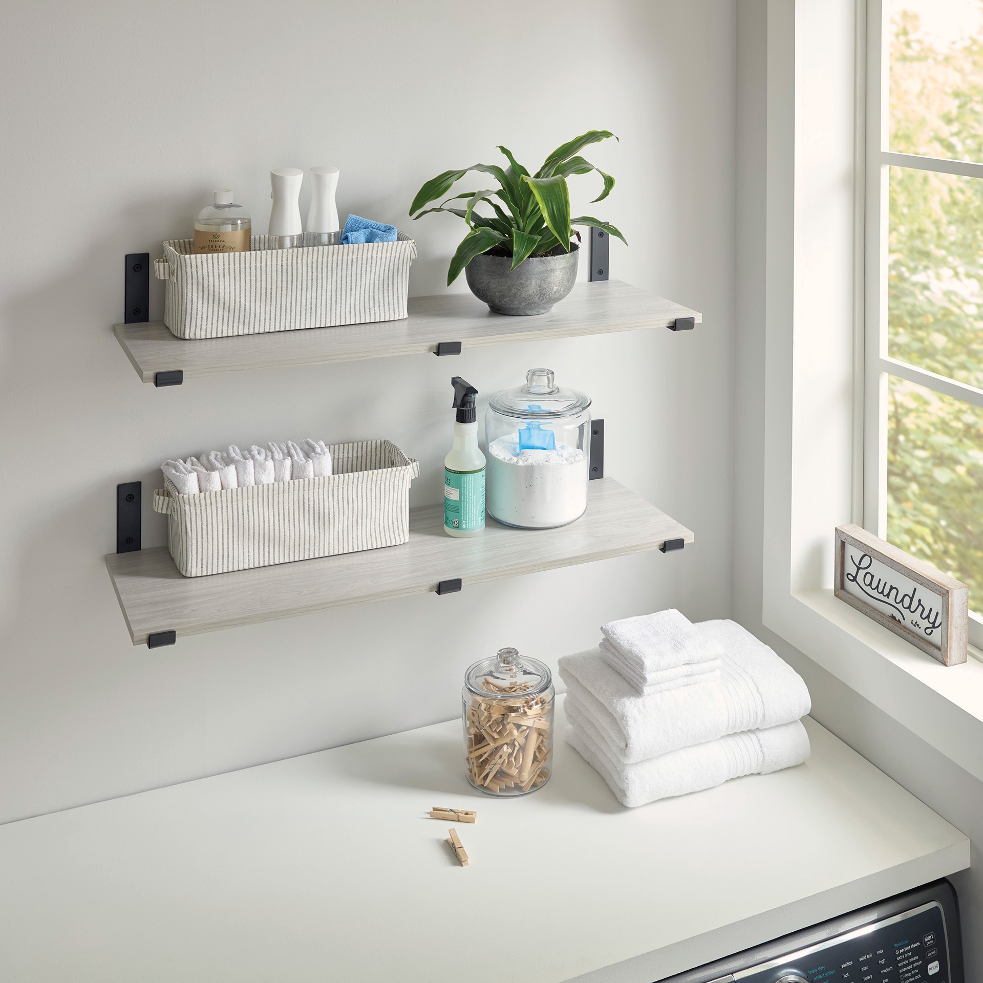 slide 4 of 6, Style Selections 12.4-in L x 5.24-in W x 1.46-in D Black Shelf bracket, 1 ct