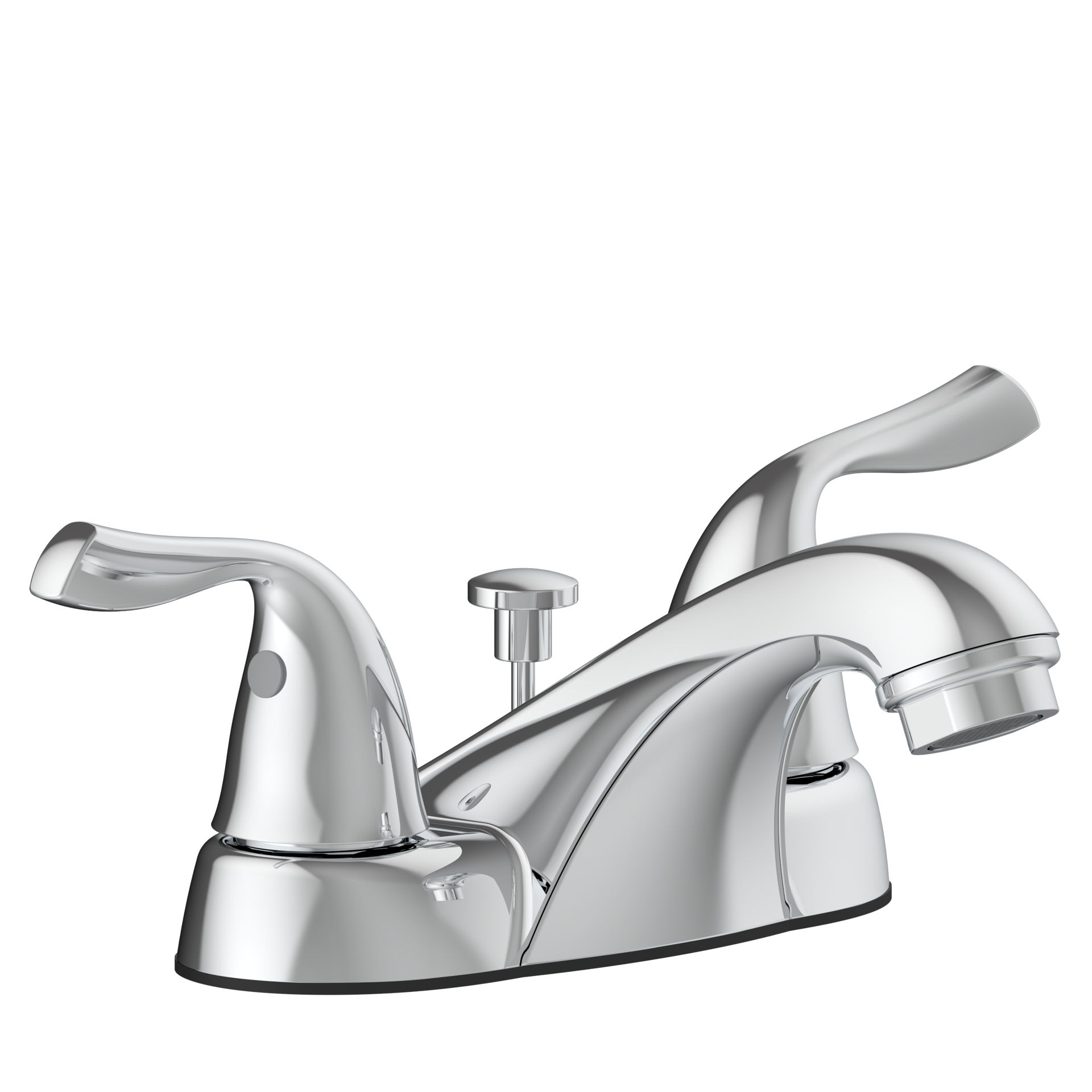 slide 3 of 6, Project Source Polished Chrome 4-in centerset 2-handle WaterSense Low-arc Residential Handle Bathroom Sink Faucet with Drain with Deck Plate, 1 ct