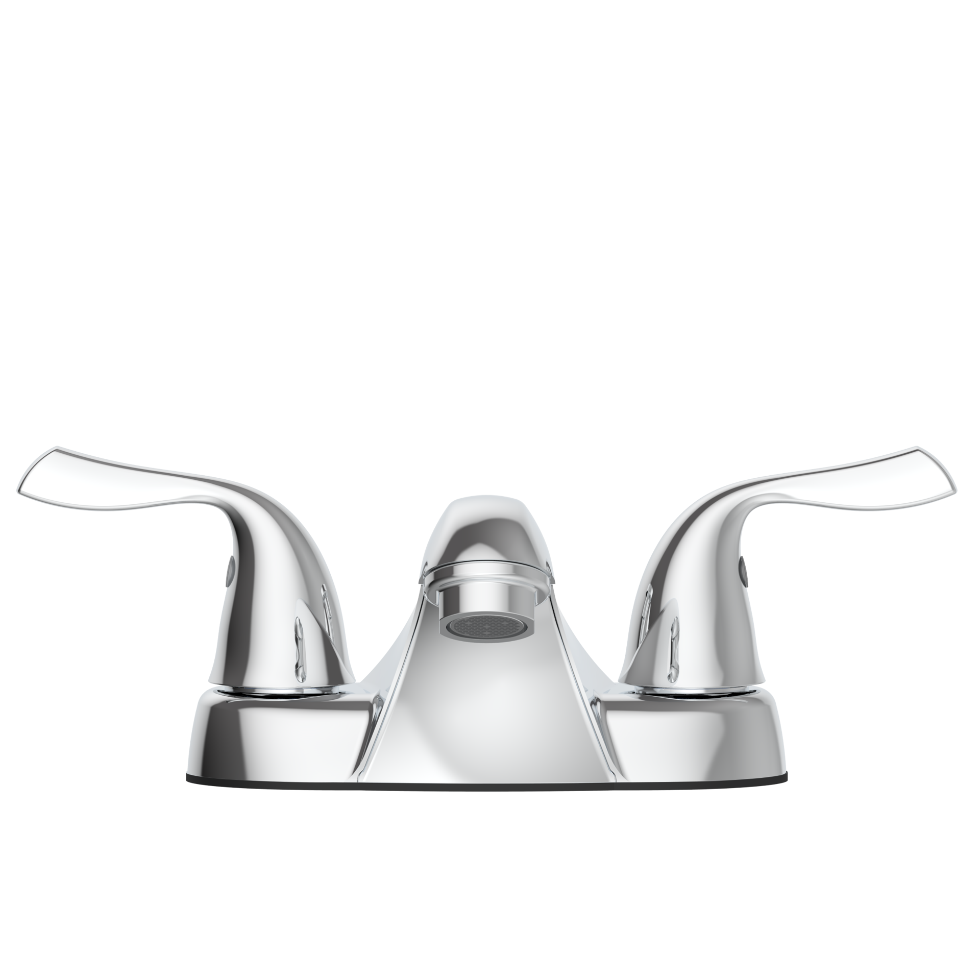 slide 4 of 6, Project Source Polished Chrome 4-in centerset 2-handle WaterSense Low-arc Residential Handle Bathroom Sink Faucet with Drain with Deck Plate, 1 ct