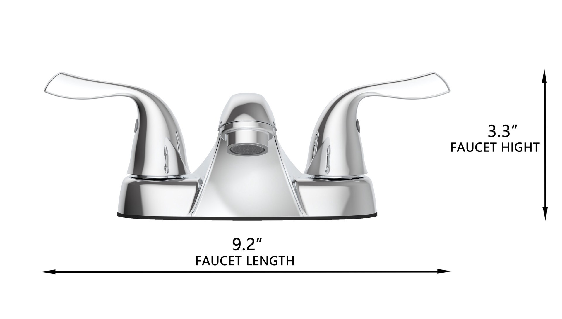 slide 5 of 6, Project Source Polished Chrome 4-in centerset 2-handle WaterSense Low-arc Residential Handle Bathroom Sink Faucet with Drain with Deck Plate, 1 ct