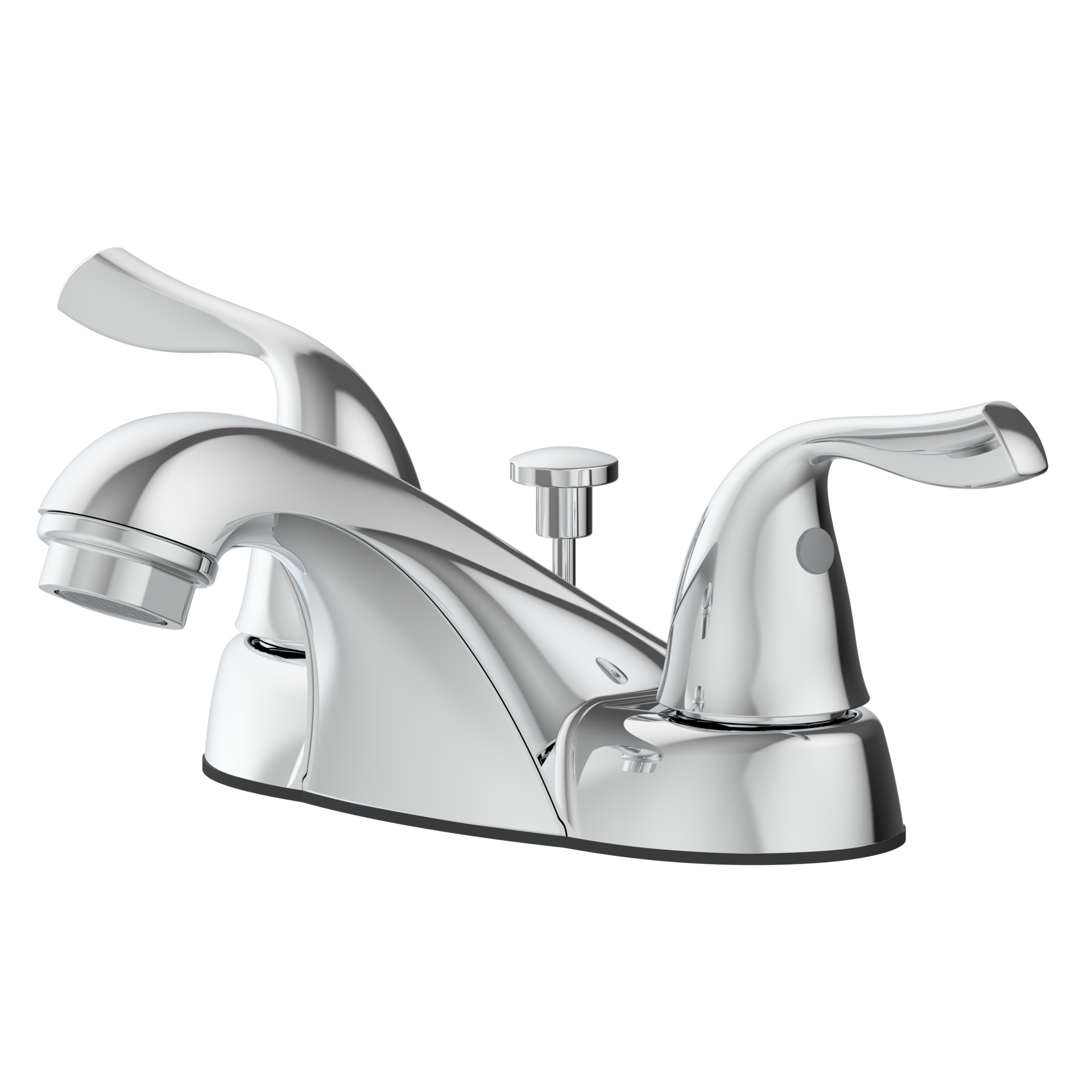 slide 2 of 6, Project Source Polished Chrome 4-in centerset 2-handle WaterSense Low-arc Residential Handle Bathroom Sink Faucet with Drain with Deck Plate, 1 ct