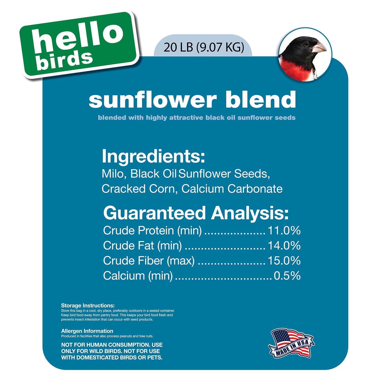 slide 2 of 5, Hello Birds Sunflower Blend Bird Seed 20-lb, 1 ct