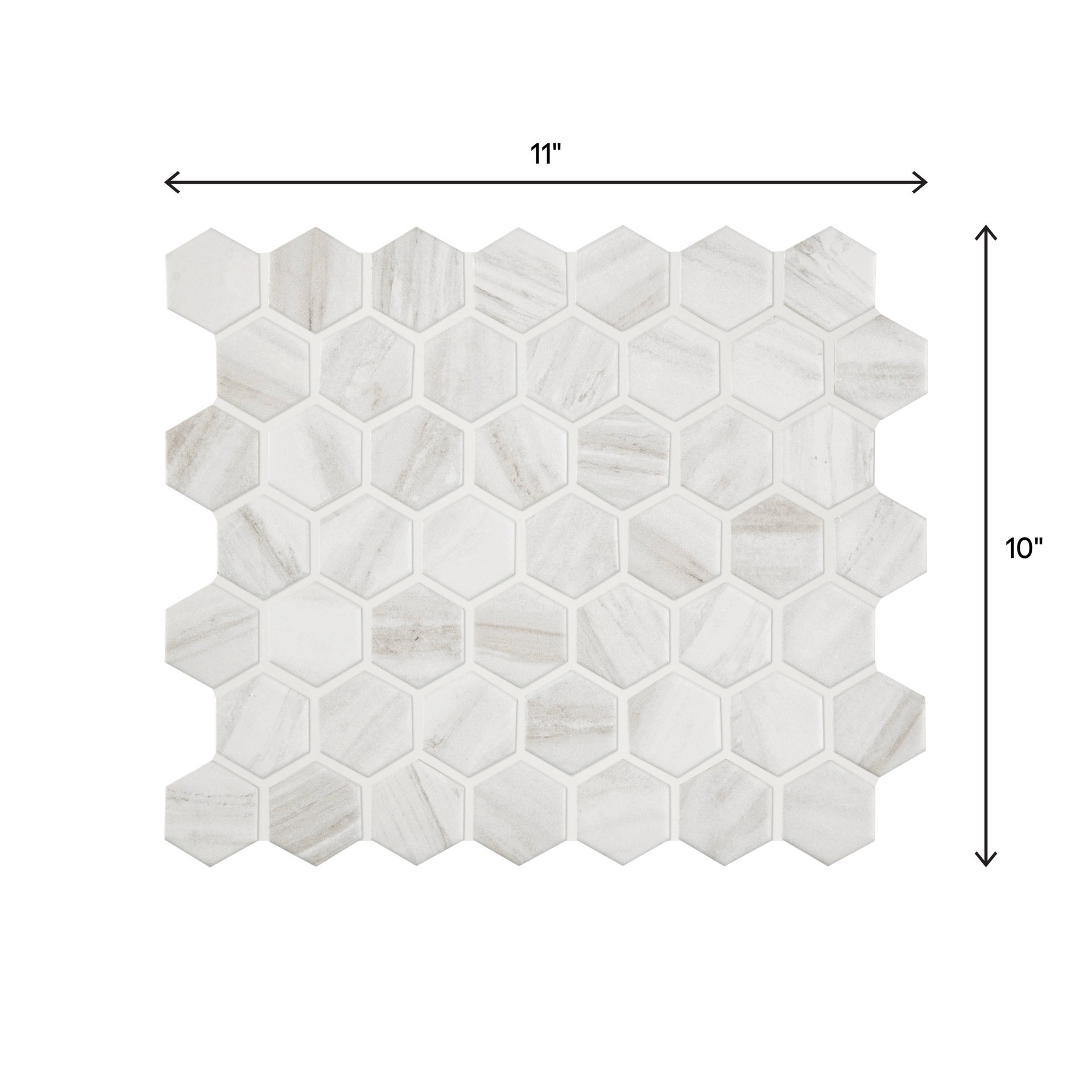 slide 5 of 6, STAINMASTER New Castle Marble 10-in x 12-in Matte Ceramic Hexagon Mosaic Floor and Wall Tile ( 0.81-sq ft Piece ), 1 ct