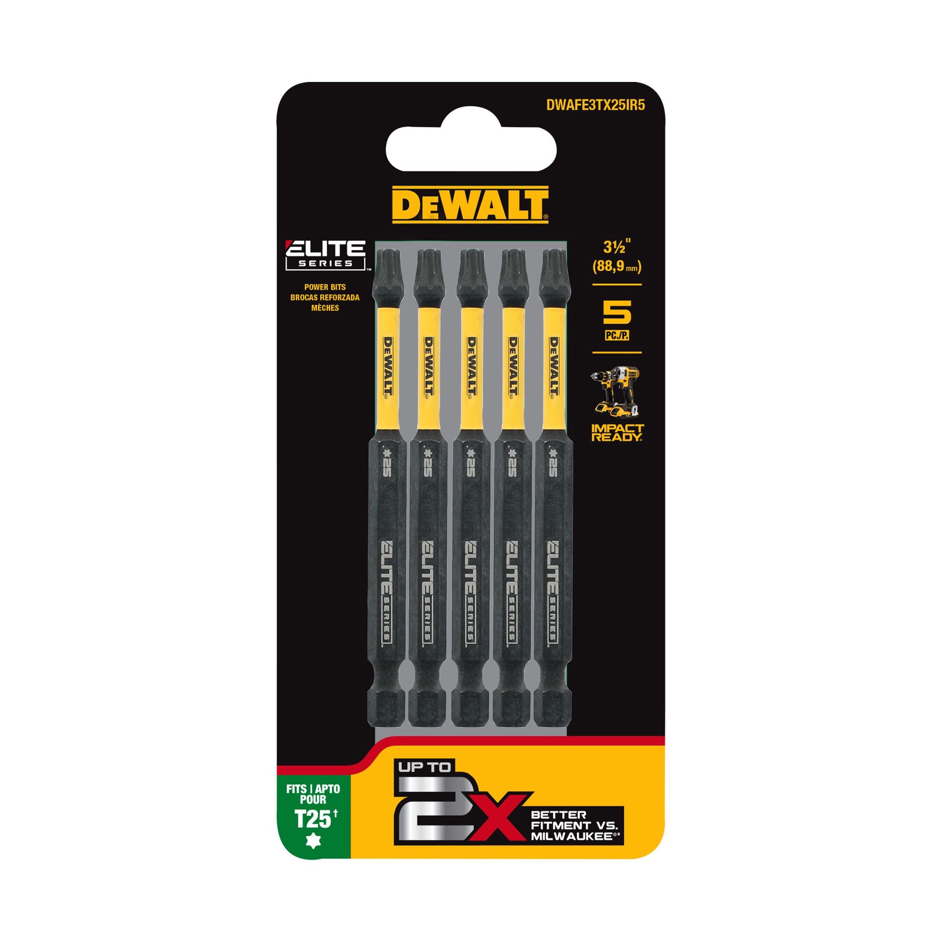 slide 1 of 6, DEWALT ELITE SERIES 1/4-in x 3-1/2-in Torx Impact Driver Bit Set 5 -Piece, 1 ct