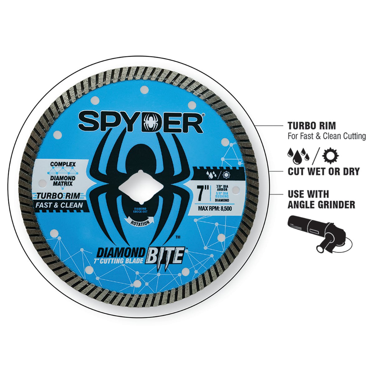 slide 3 of 6, Spyder Diamond Bite 4-1/2-in Wet/Dry Continuous Rim Diamond Saw Blade, 1 ct