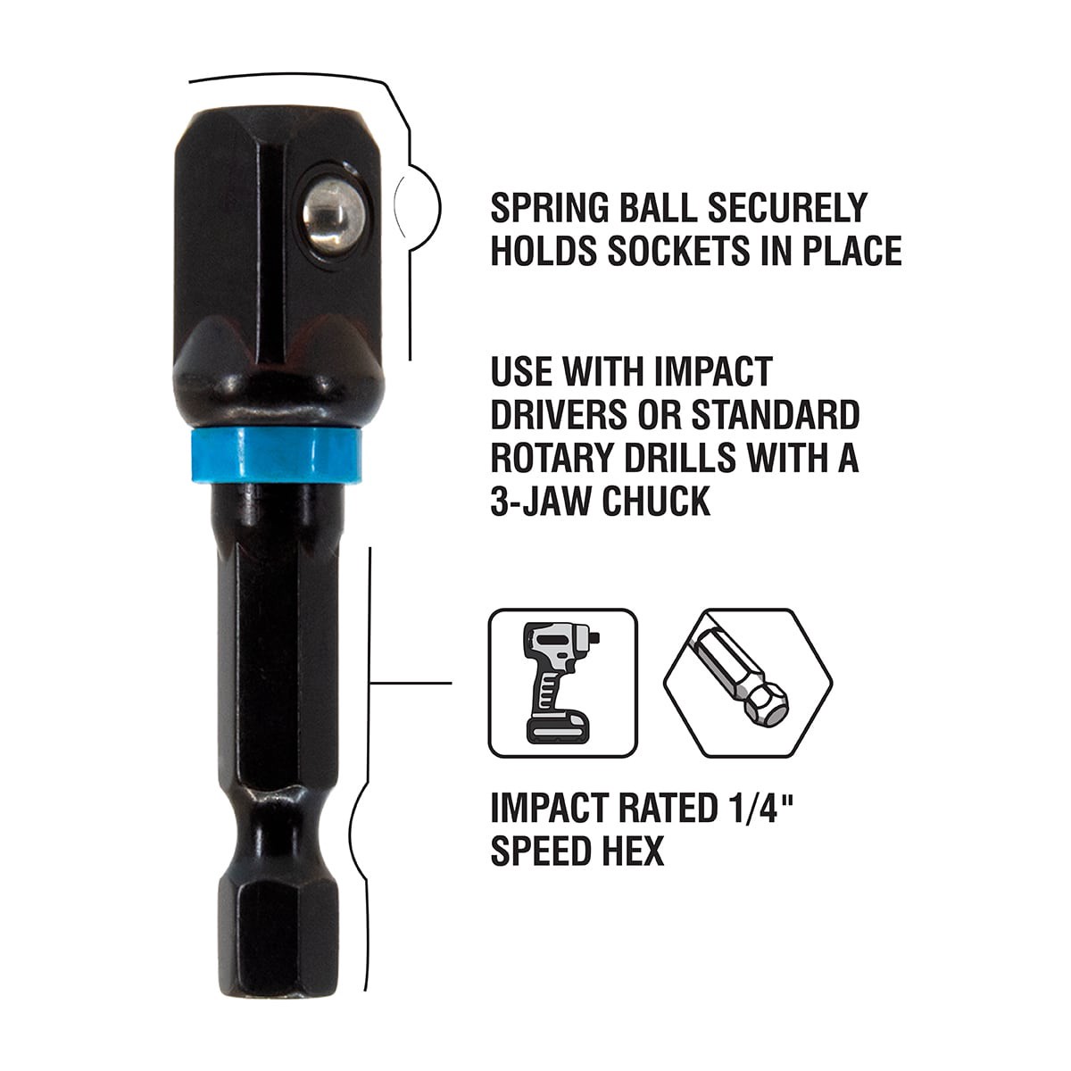 slide 3 of 6, Spyder 3 -Piece 1/4-in 3/8-in 1/2-in to 1/4-in Standard socket adapter, 1 ct