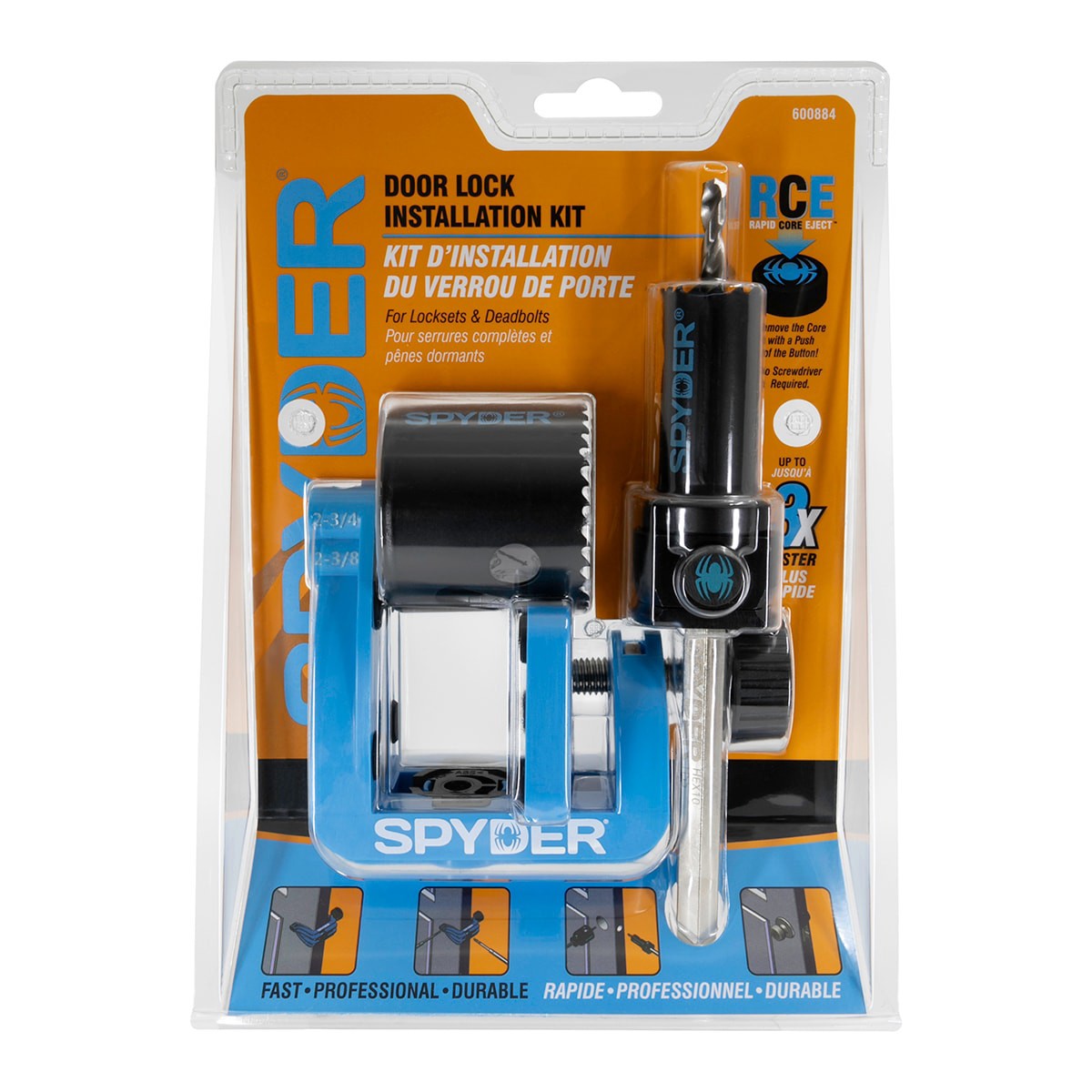 slide 1 of 6, Spyder Bi-metal Arbored Adjustable Door lock kit Set 5 -Piece, 1 ct