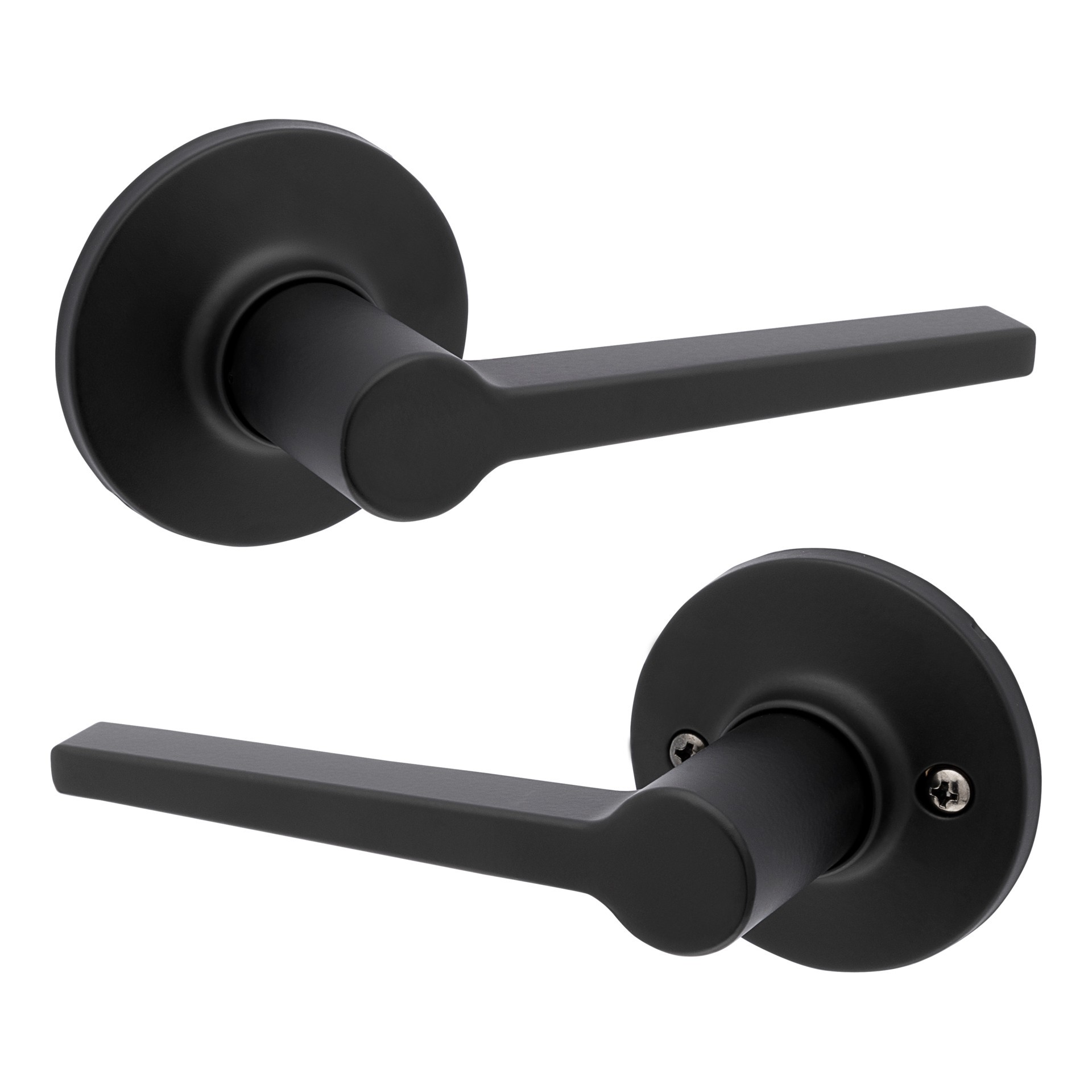 slide 1 of 6, RELIABILT Dallas Matte Black Interior or Hall/Closet Passage Door Handle Contractor Pack 6 -Pack, 1 ct