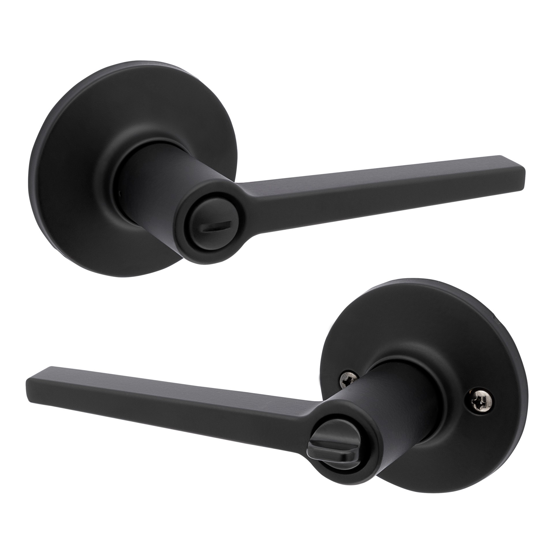 slide 1 of 6, RELIABILT Dallas Matte Black Interior or Bed/Bath Privacy Door Handle Contractor Pack 6 -Pack, 1 ct