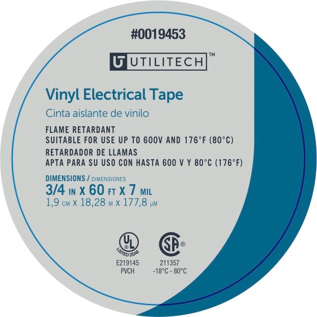 slide 2 of 2, Utilitech 0.75-in x 60-ft PVC Electrical Tape Black, 1 ct
