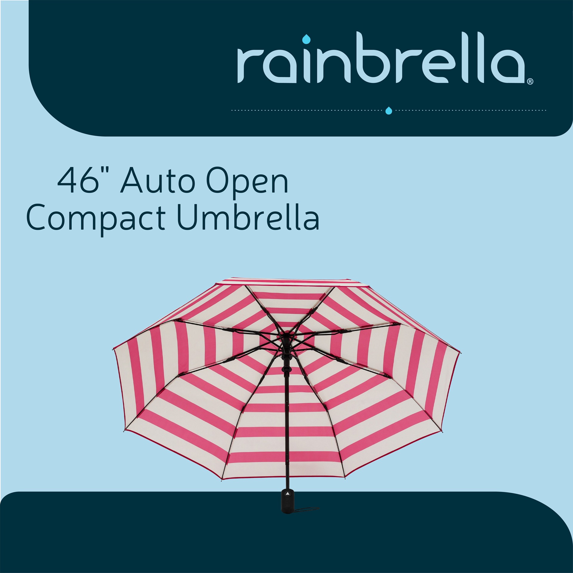 slide 4 of 6, rainbrella 46-in Red and White Compact umbrella Umbrella, 1 ct