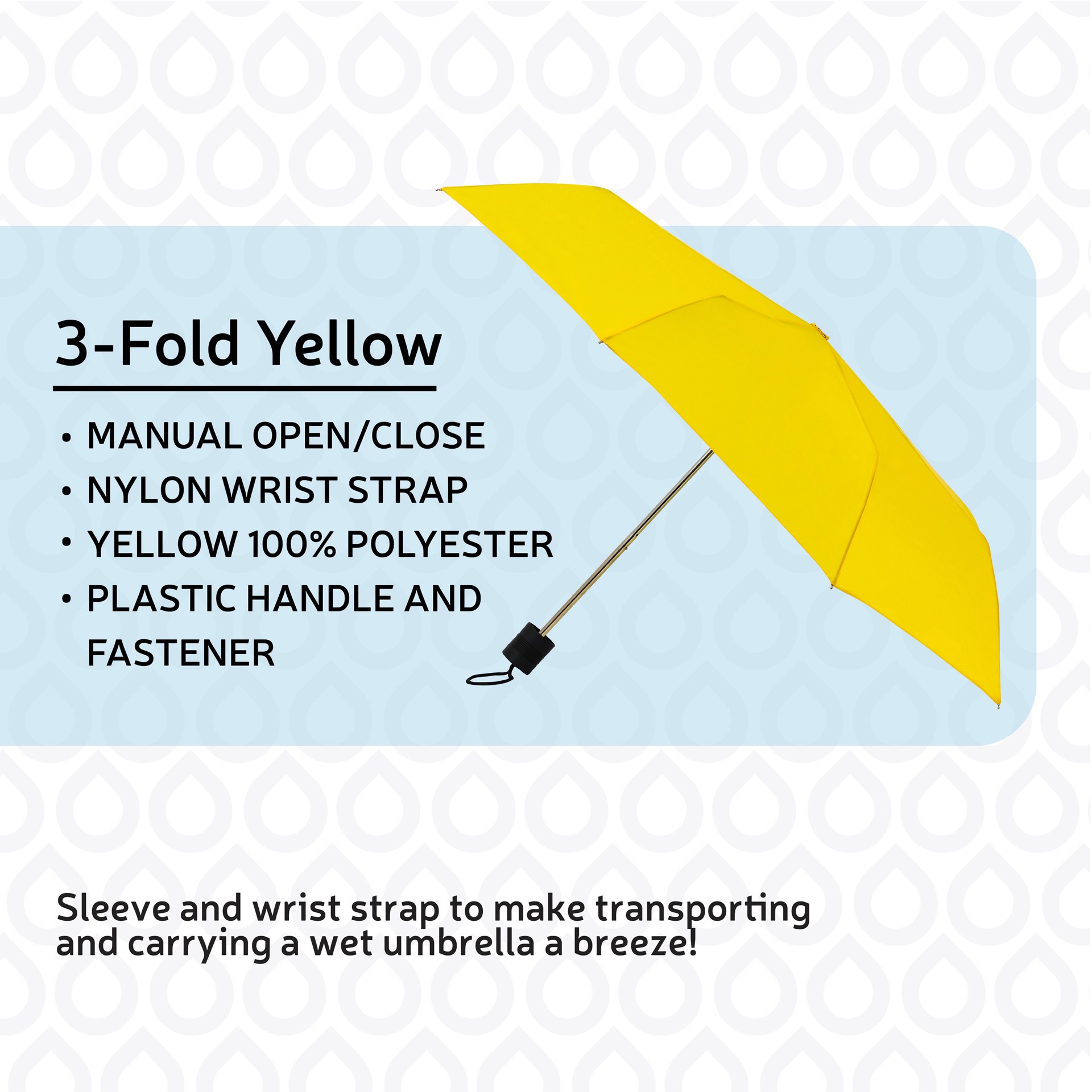 slide 5 of 6, rainbrella 42-in Yellow Compact umbrella Umbrella, 1 ct