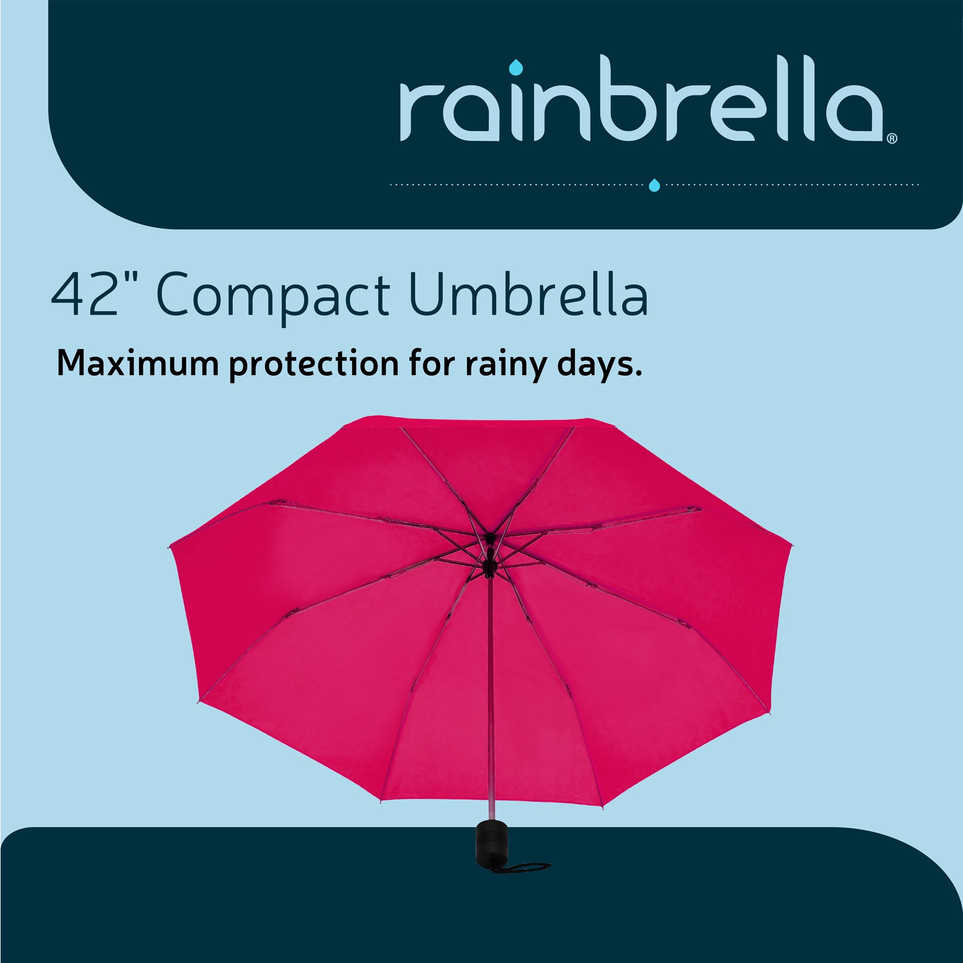 slide 4 of 6, rainbrella 42-in Pink Compact umbrella Umbrella, 1 ct