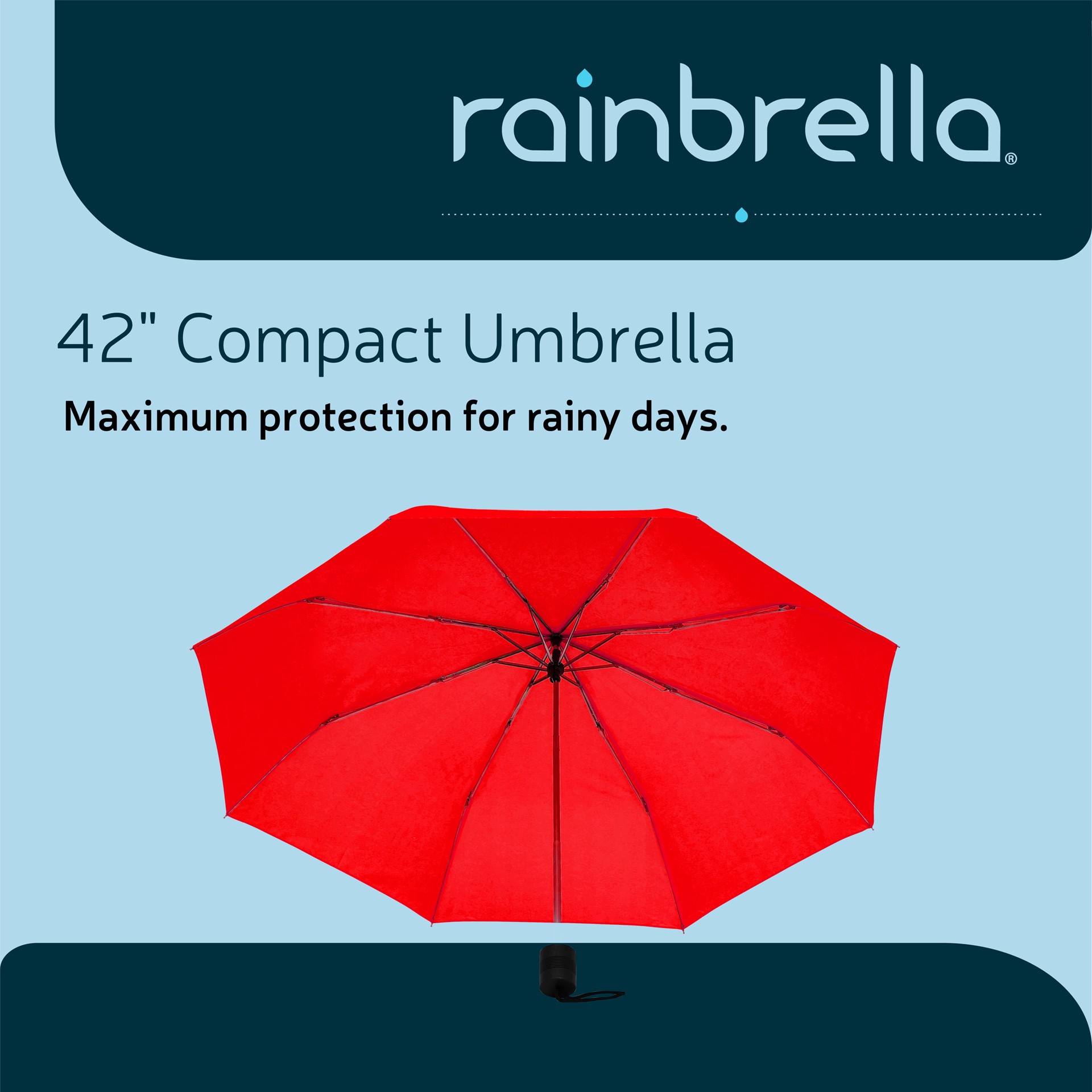 slide 4 of 6, rainbrella 42-in Red Compact umbrella Umbrella, 1 ct