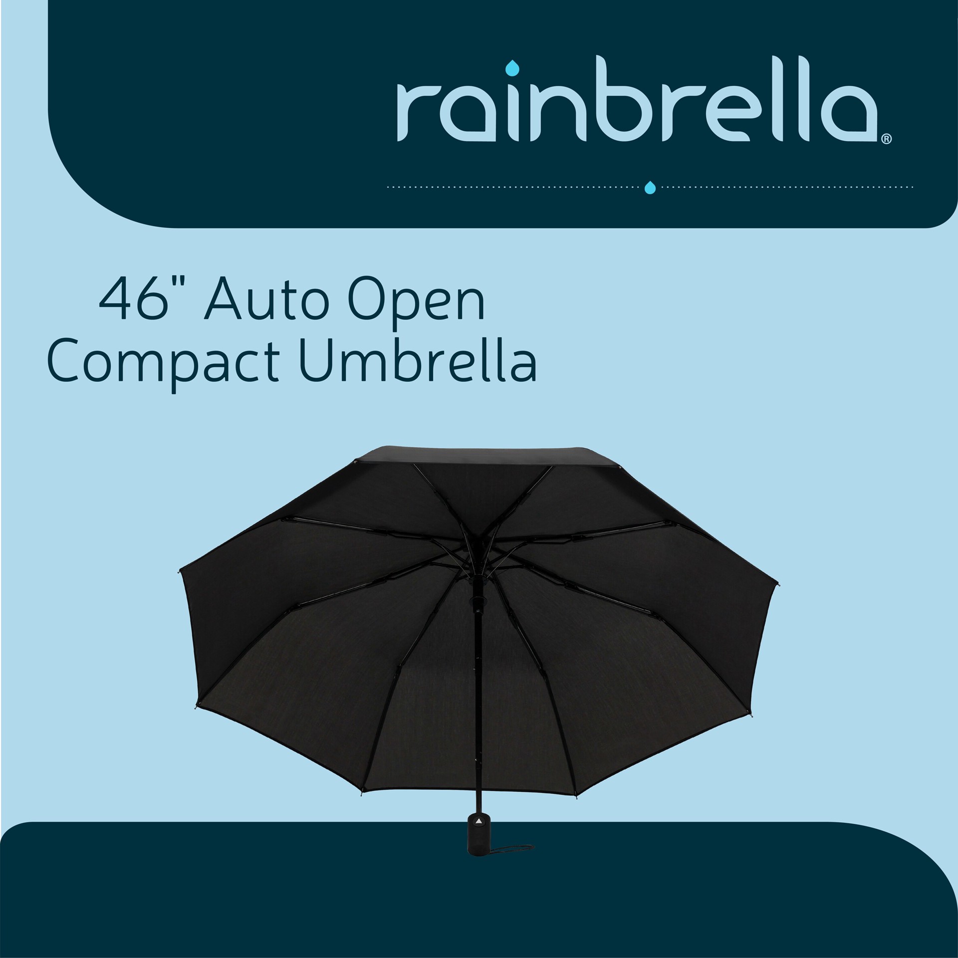 slide 4 of 6, rainbrella 46-in Black Compact umbrella Umbrella, 1 ct