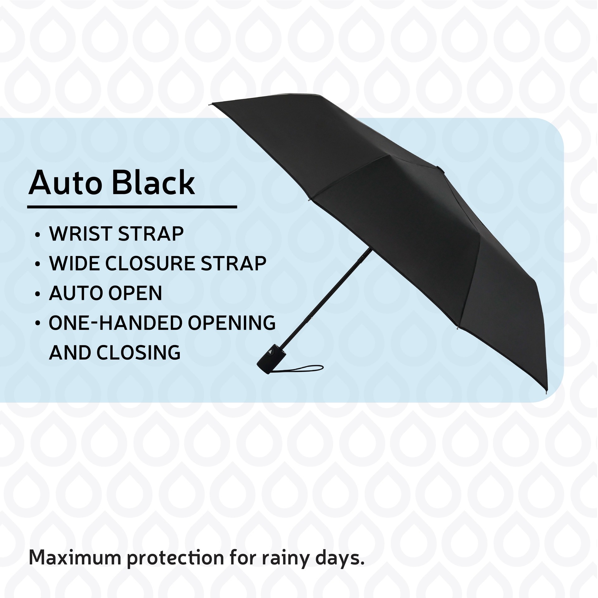 slide 5 of 6, rainbrella 46-in Black Compact umbrella Umbrella, 1 ct