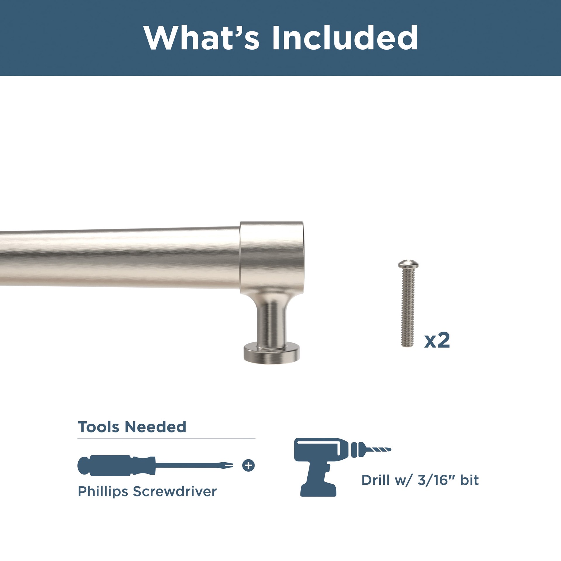slide 3 of 6, Franklin Brass Oversized 18-in , 457mm Center to Center Satin Nickel Cylindrical Bar Appliance Drawer Pulls, 1 ct